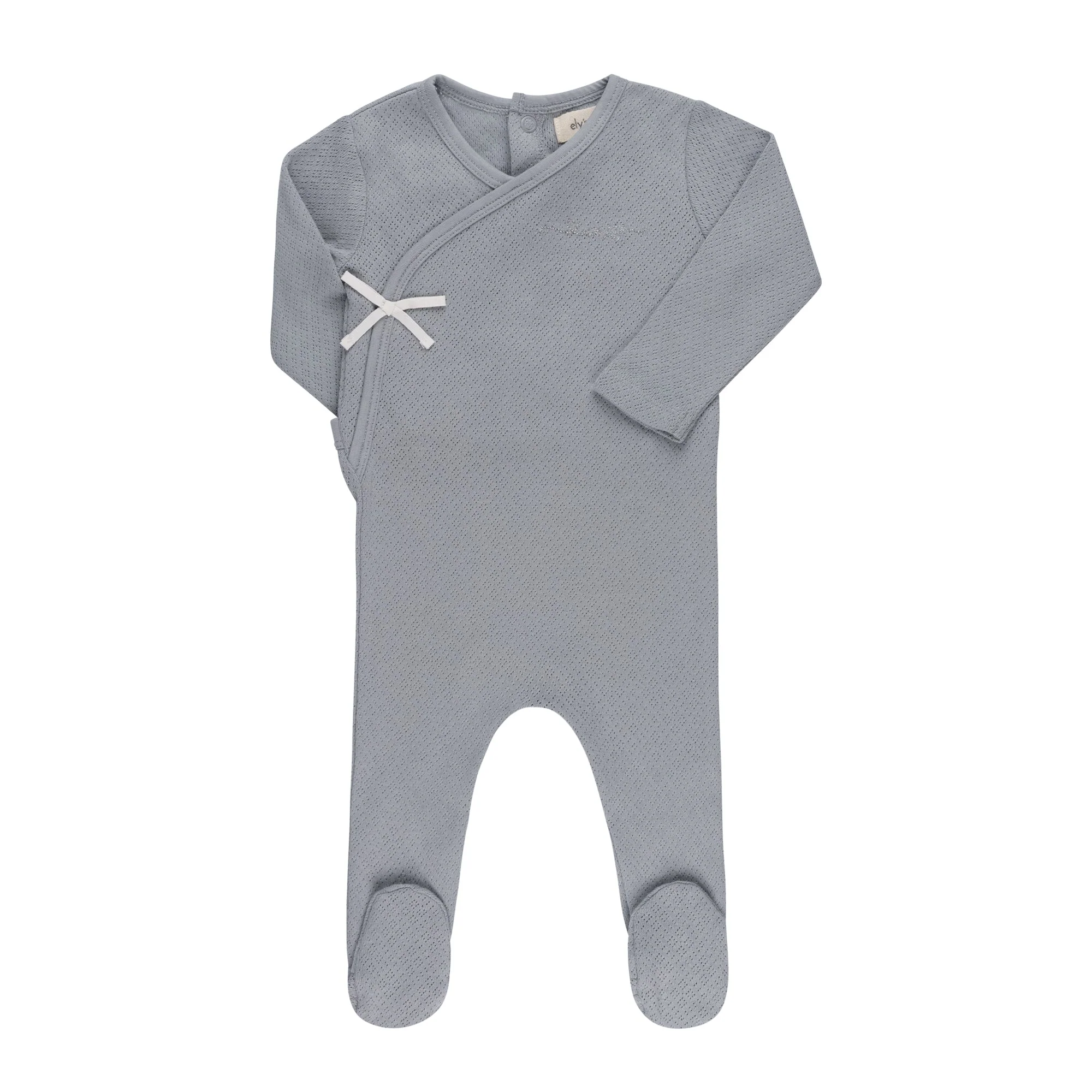 Ely's & Co Organic Amore Pointelle Collection Footie - Blue/Silver