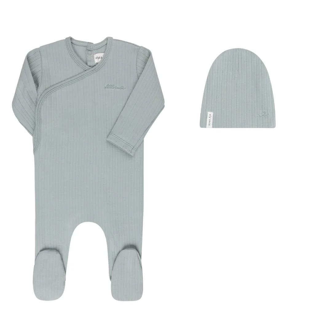 Ely's & Co Organic Cotton Little One Kimono Footie - Blue - Image 2