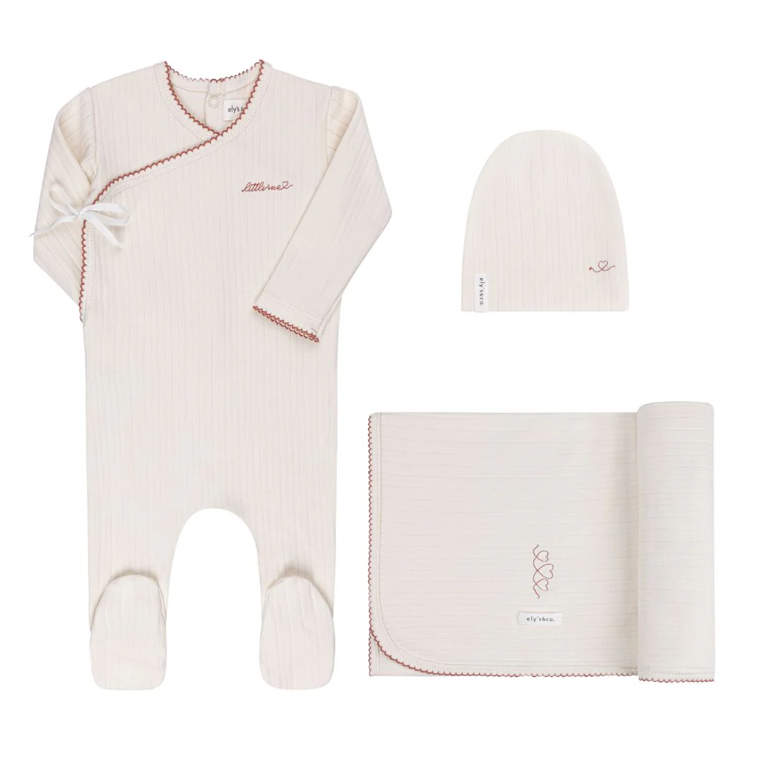 Ely's & Co Organic Cotton Little One Standard 3 Pc Set - Ivory/Pink
