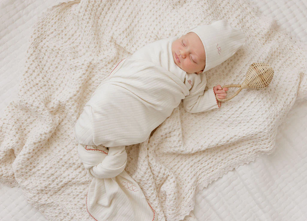 Ely's & Co Organic Cotton Little One Standard 3 Pc Set - Ivory/Pink - Image 2