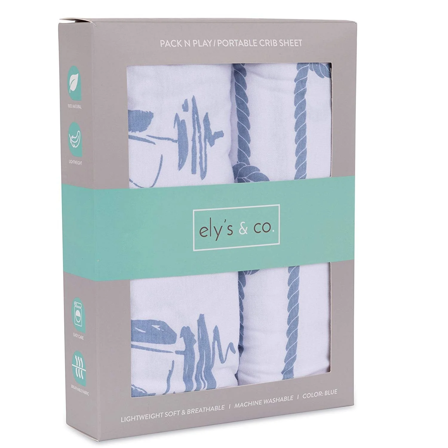 Ely's & Co. Pack N Play/ Portable Crib Sheet - Blue Nautical