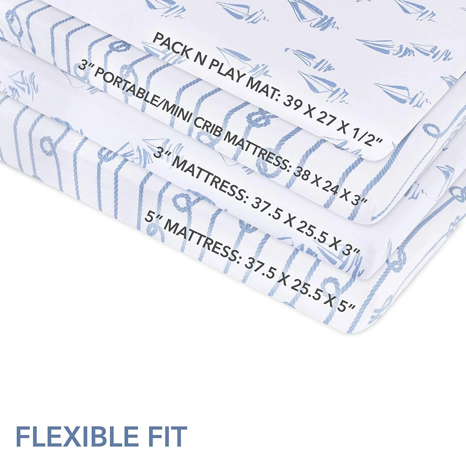 Ely's & Co. Pack N Play/ Portable Crib Sheet - Blue Nautical - Image 3