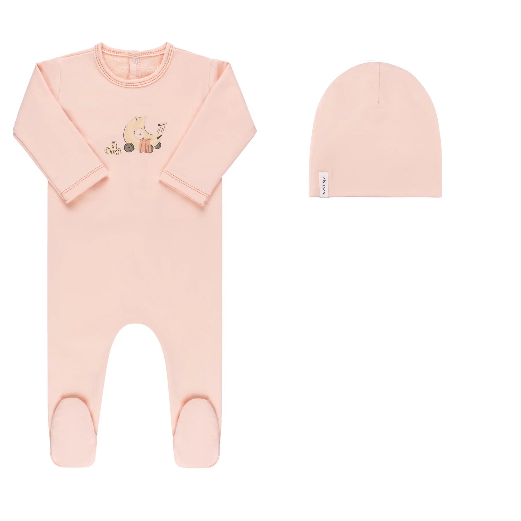 Ely's & Co Pink Carriage Footie & Bonnet