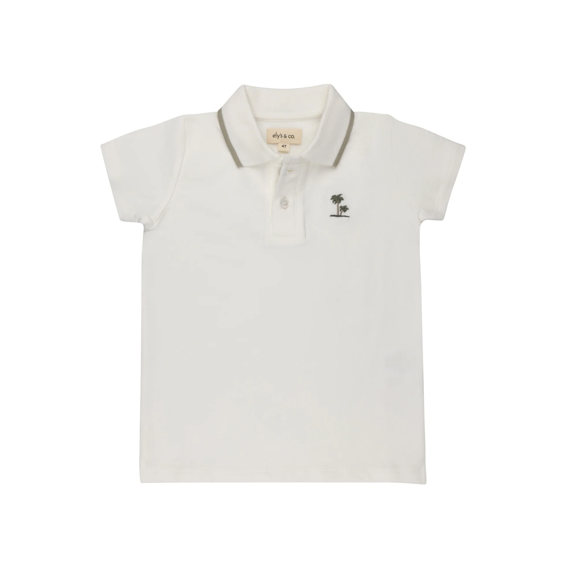 Ely's & Co Ribbed Palm Embroidered Collection Polo - Ivory
