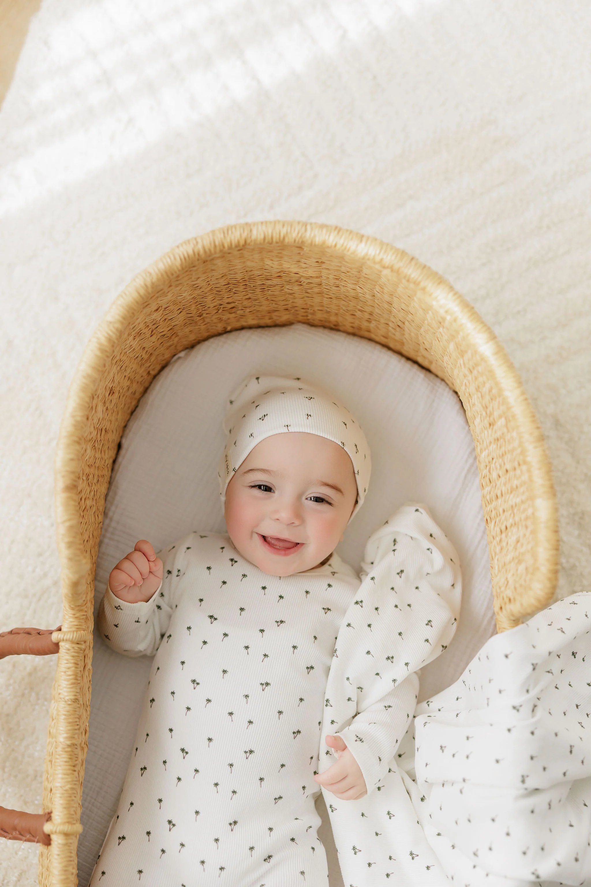Ely's & Co Ribbed Printed Palm Collection Layette Set - Ivory - Image 3