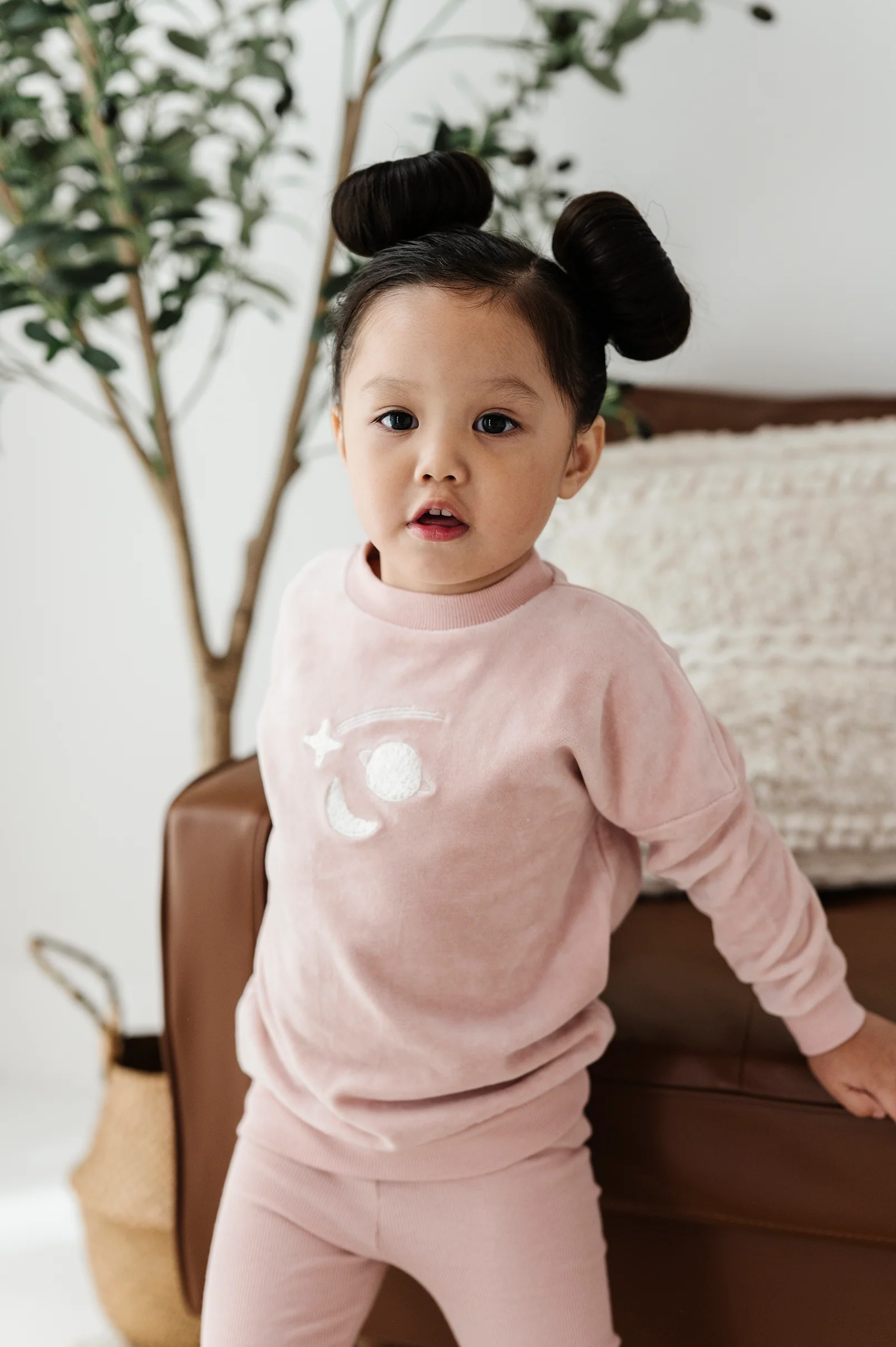 Ely's & Co  Velour Celestial 2PC Set -  Dusty Pink - Image 2