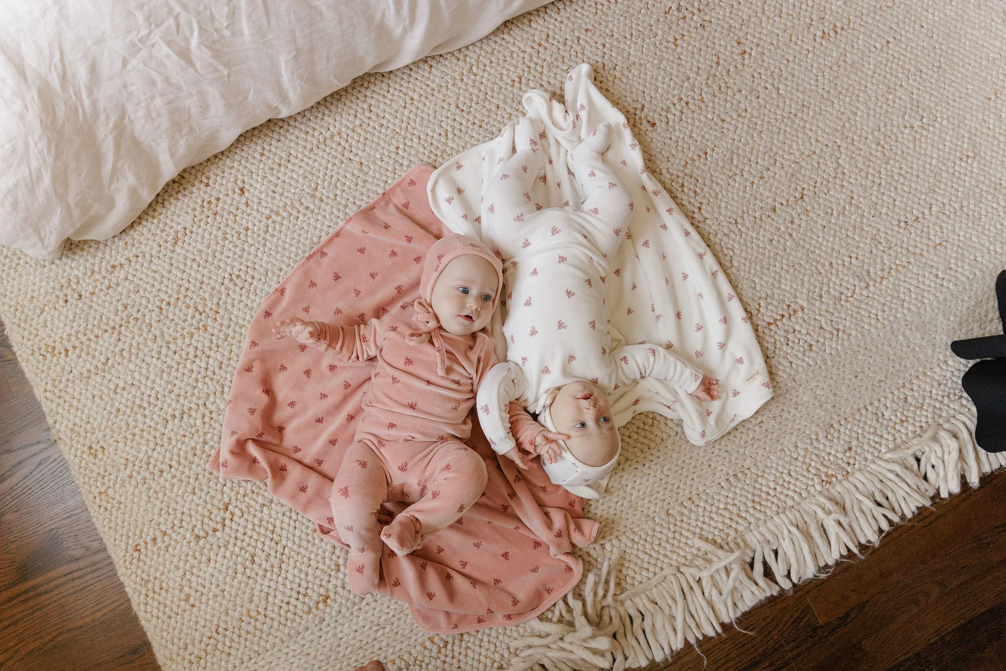 Ely's & Co Velour Leaf Pattern Collection Footie - Pink - Image 2