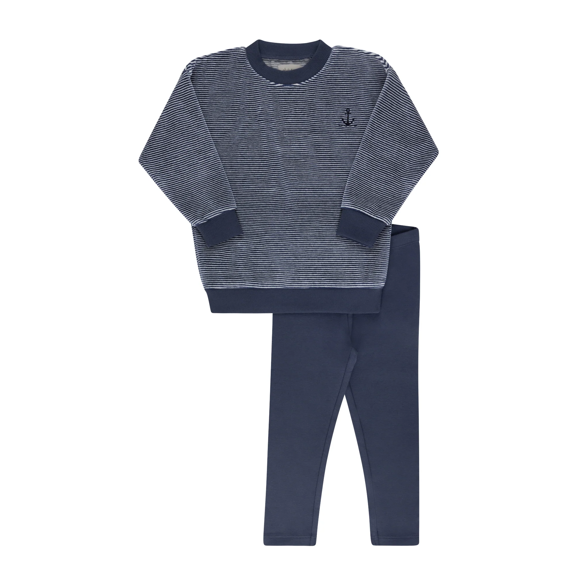 Ely's & Co Velour Stripe Collection Lounge Set - Dark Blue