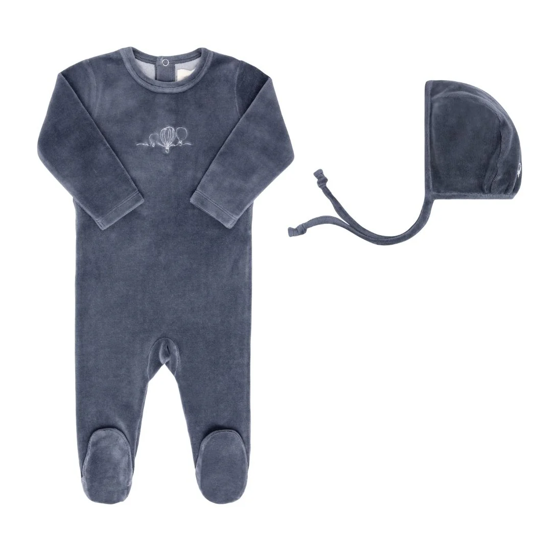 Ely's & Co Velour Hot Air Balloon Collection Footie - Blue - Image 2