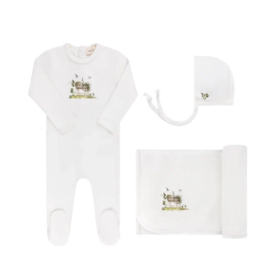 Ely's & Co Watercolour Cradle Collection 3PC Layette Set - Ivory Boy