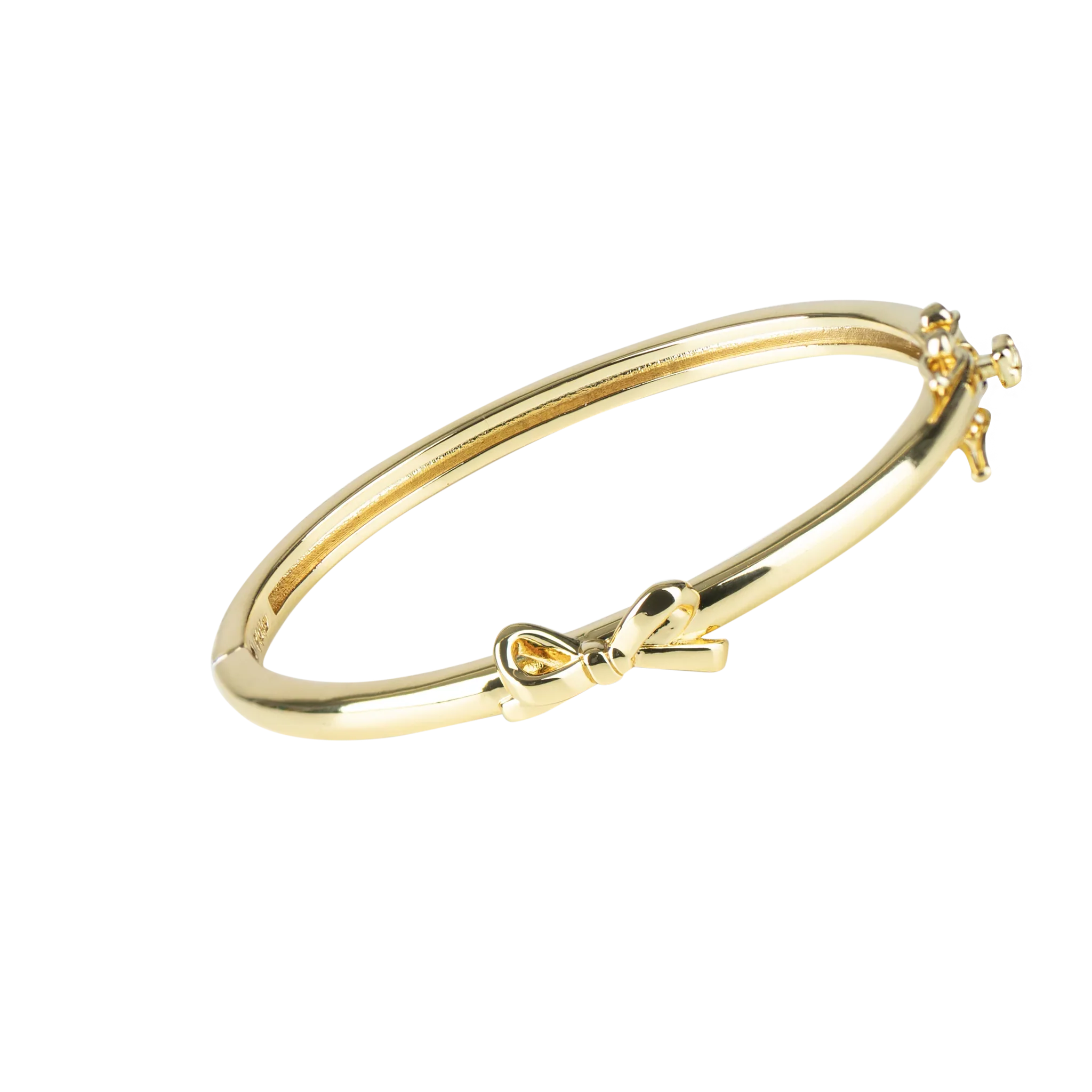 Enamel Gold Bangle with Gold Bow