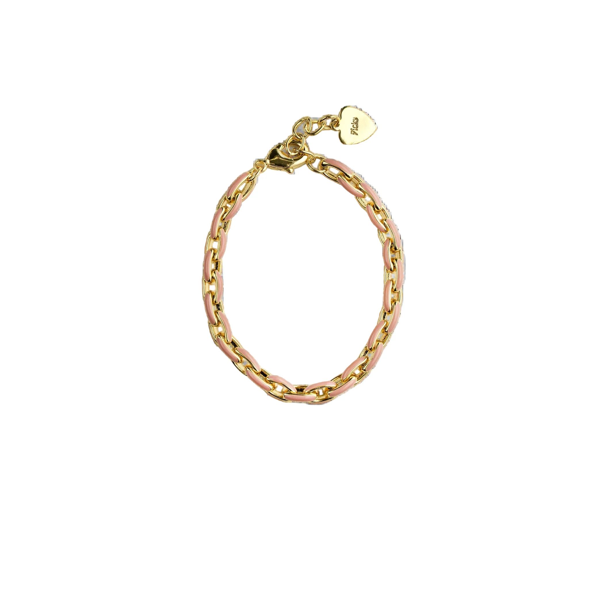Picky Baby Enamel Pink and Gold Link Bracelet