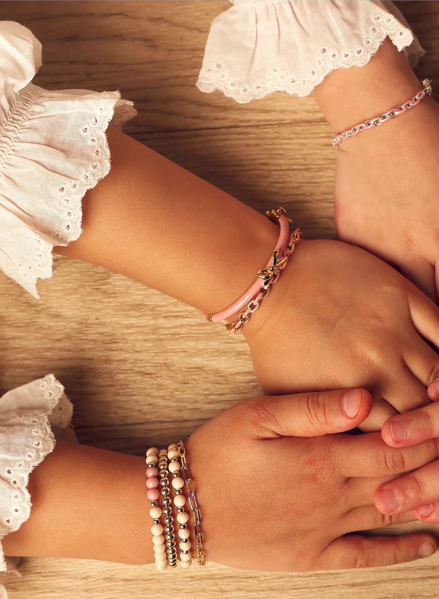Picky Baby Enamel Pink and Gold Link Bracelet - Image 3