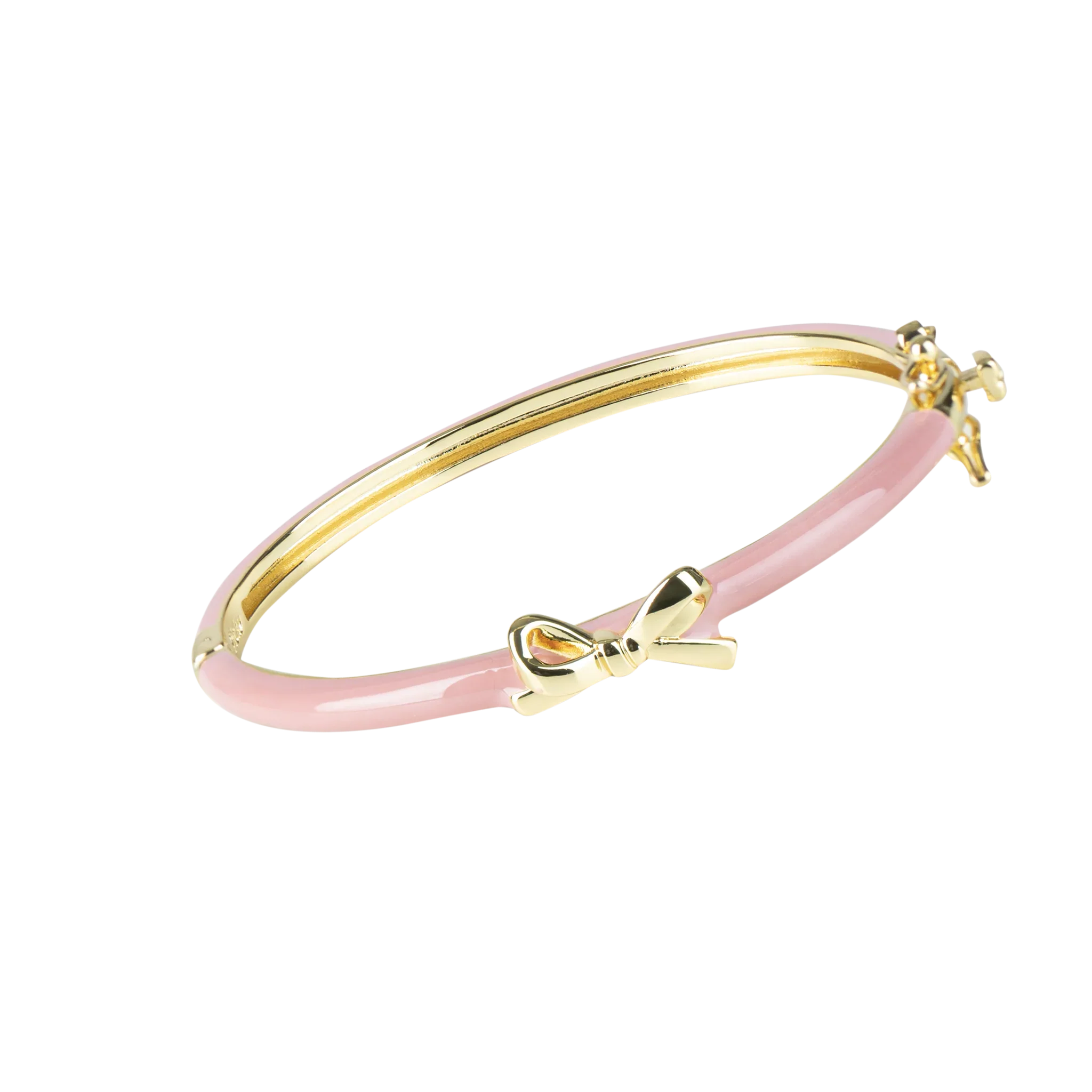 Enamel Pink Bangle with Gold Bow