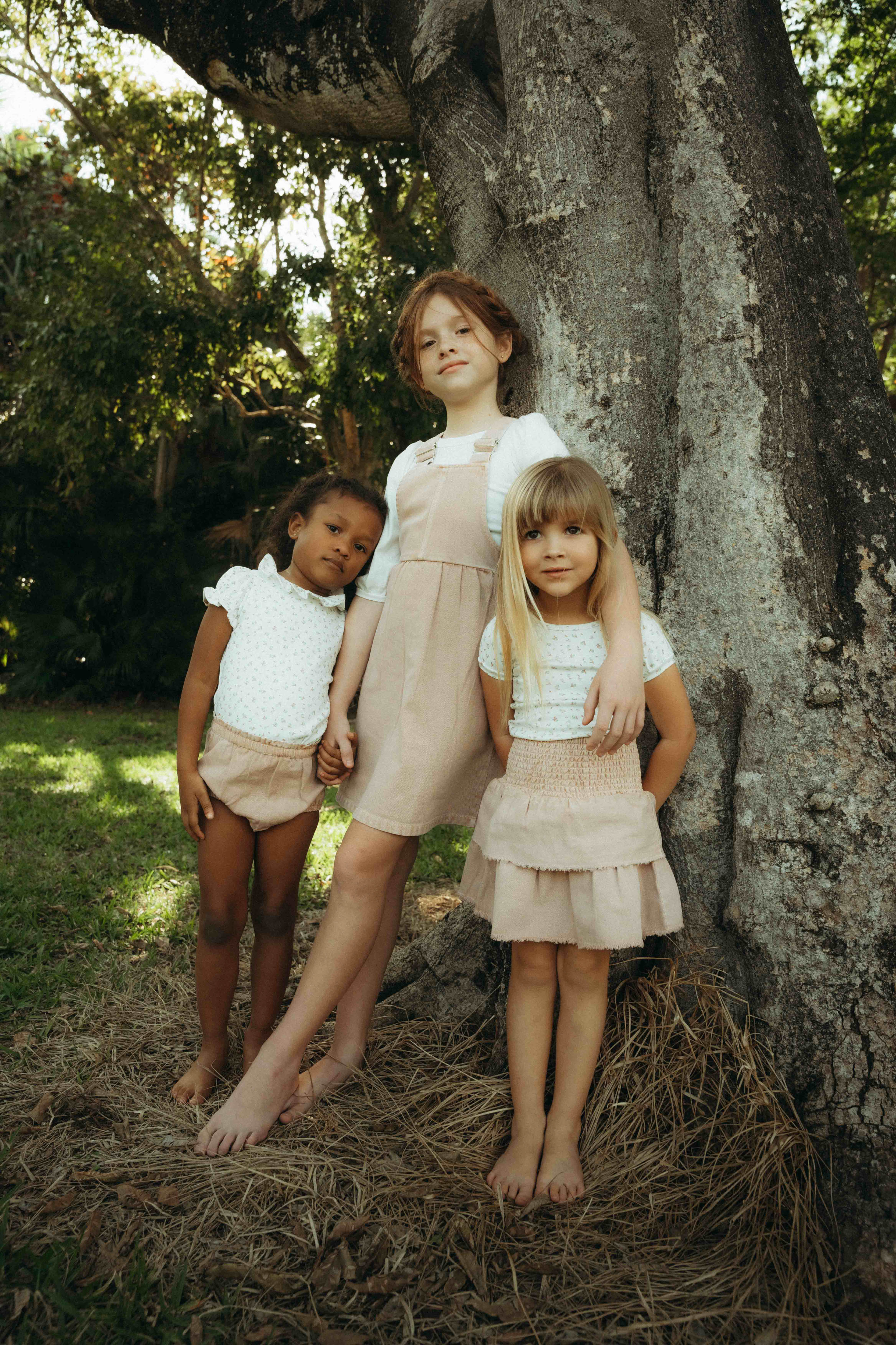 Farren & Me Balloon Denim Tiered Skirt - Pale Pink Wash