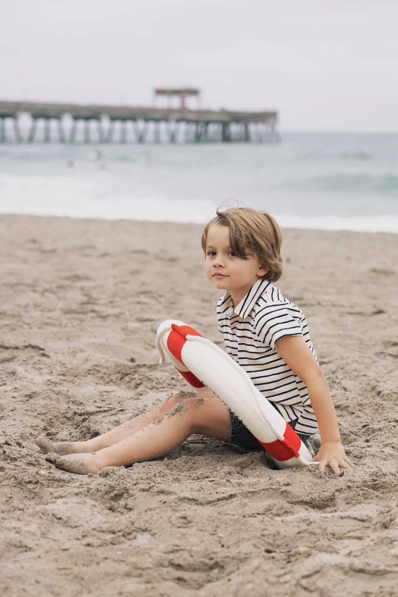 Farren & Me Boys Polo - Navy Stripes - Image 3