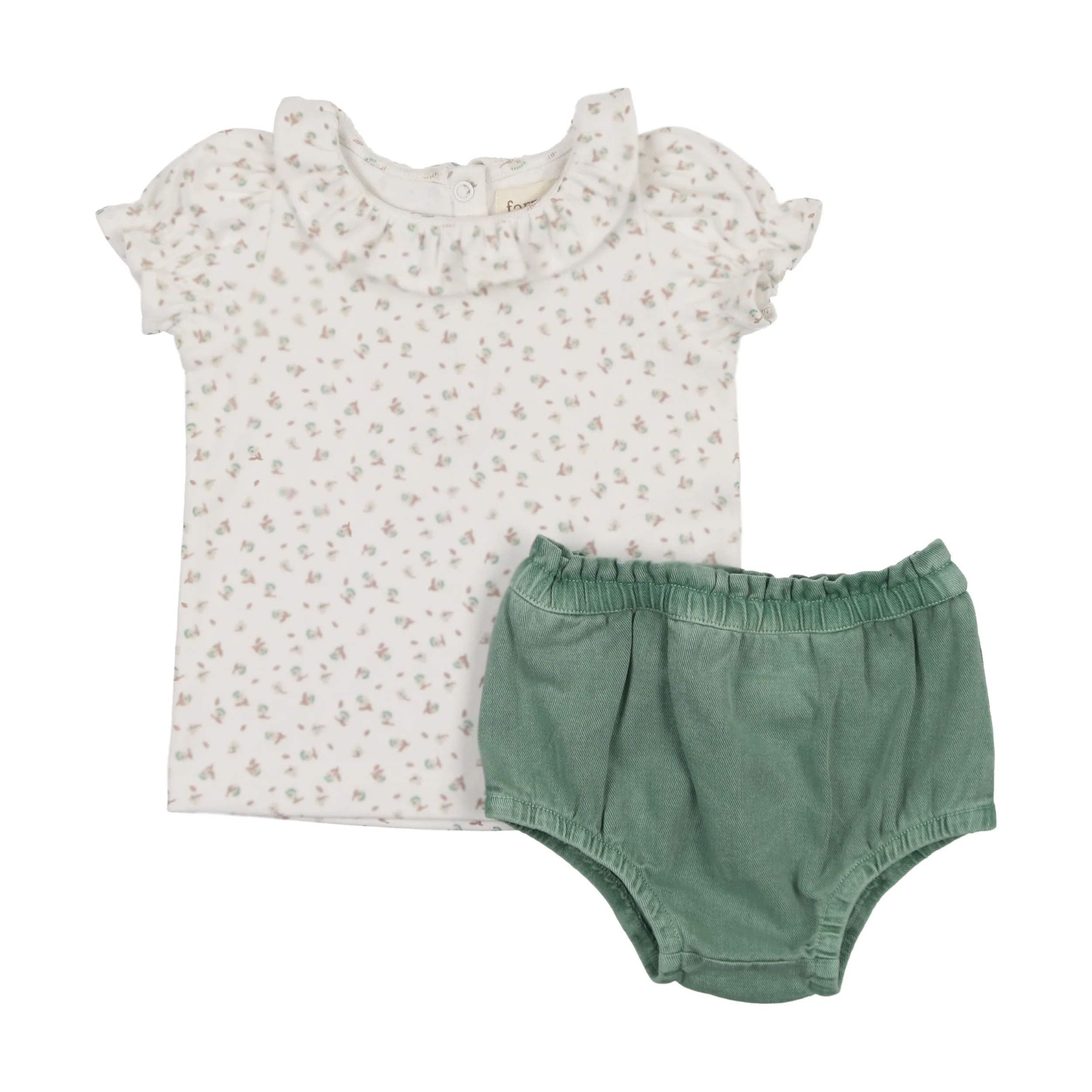 Farren & Me Denim Bloomer + Tshirt Set - Green Wash