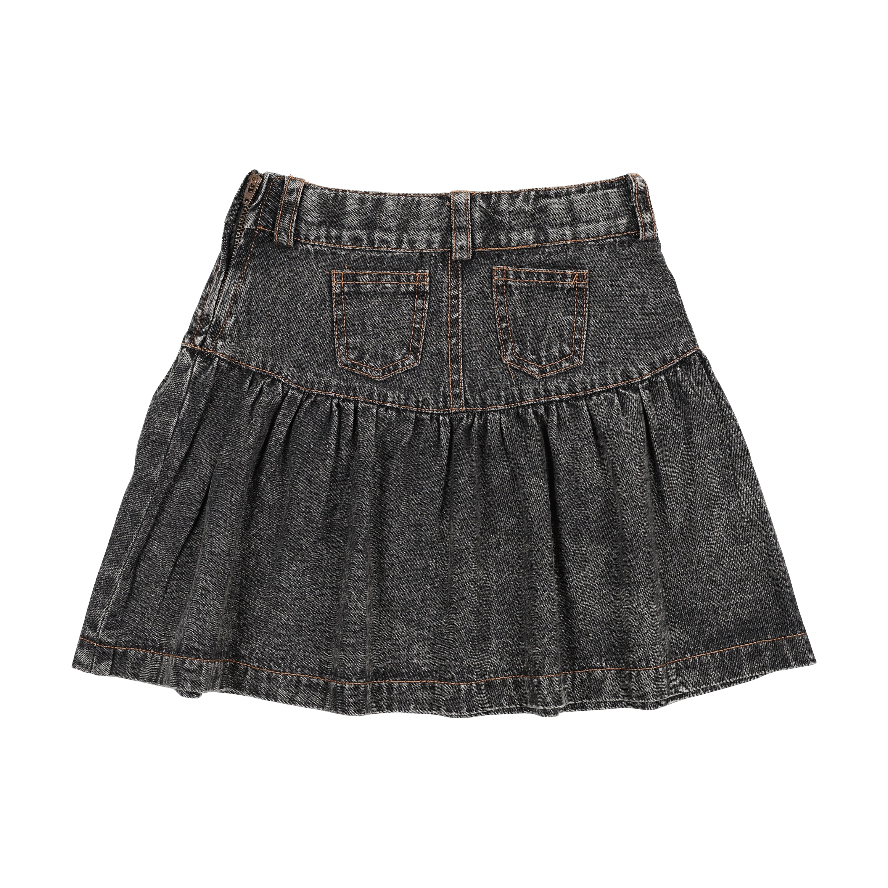 Farren & Me Denim Drop Yoke Flaired Skirt - Black - Image 2