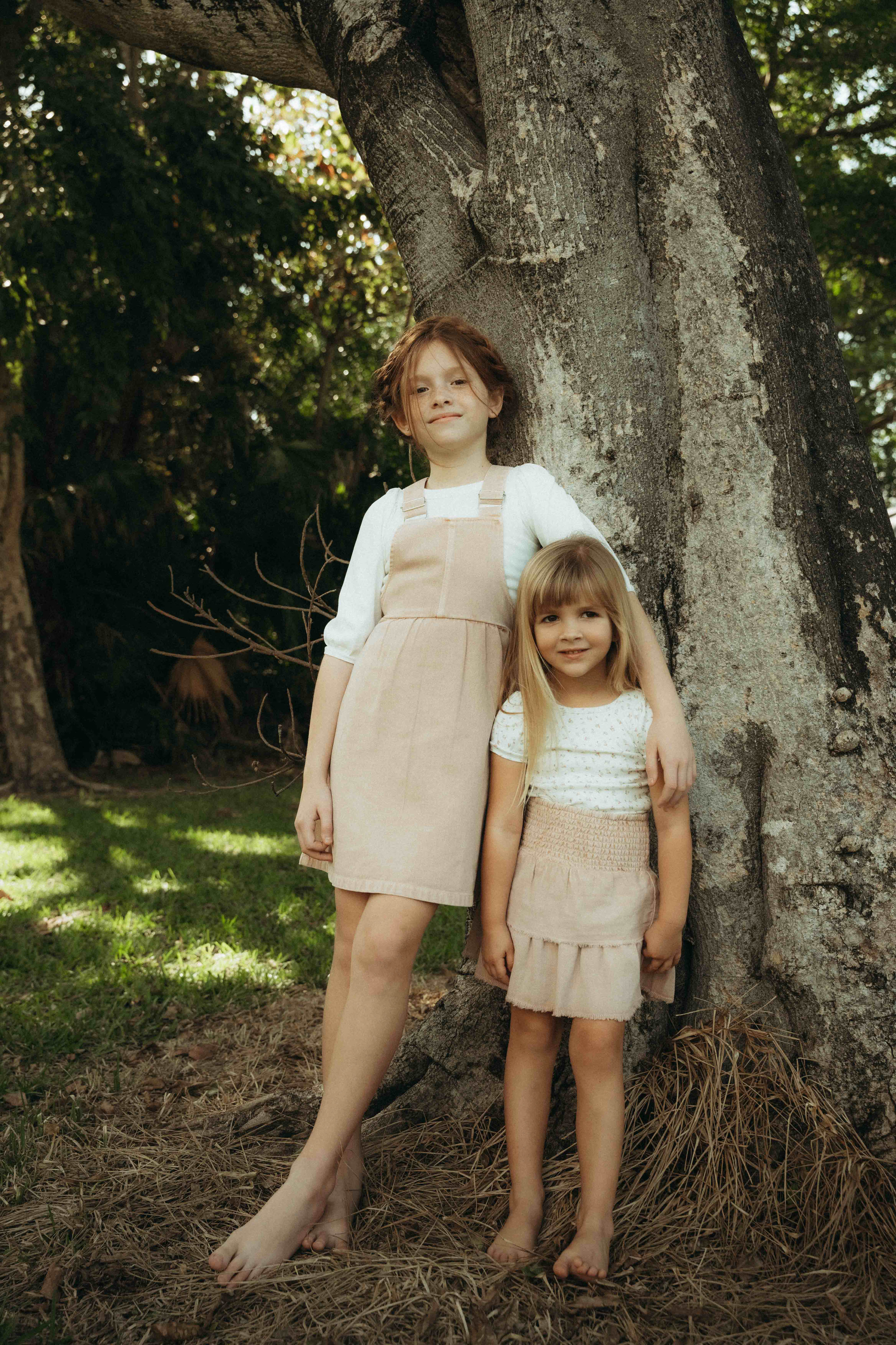 Farren & Me Denim Pinafore Dress RUNS SMALL- Pale Pink Wash