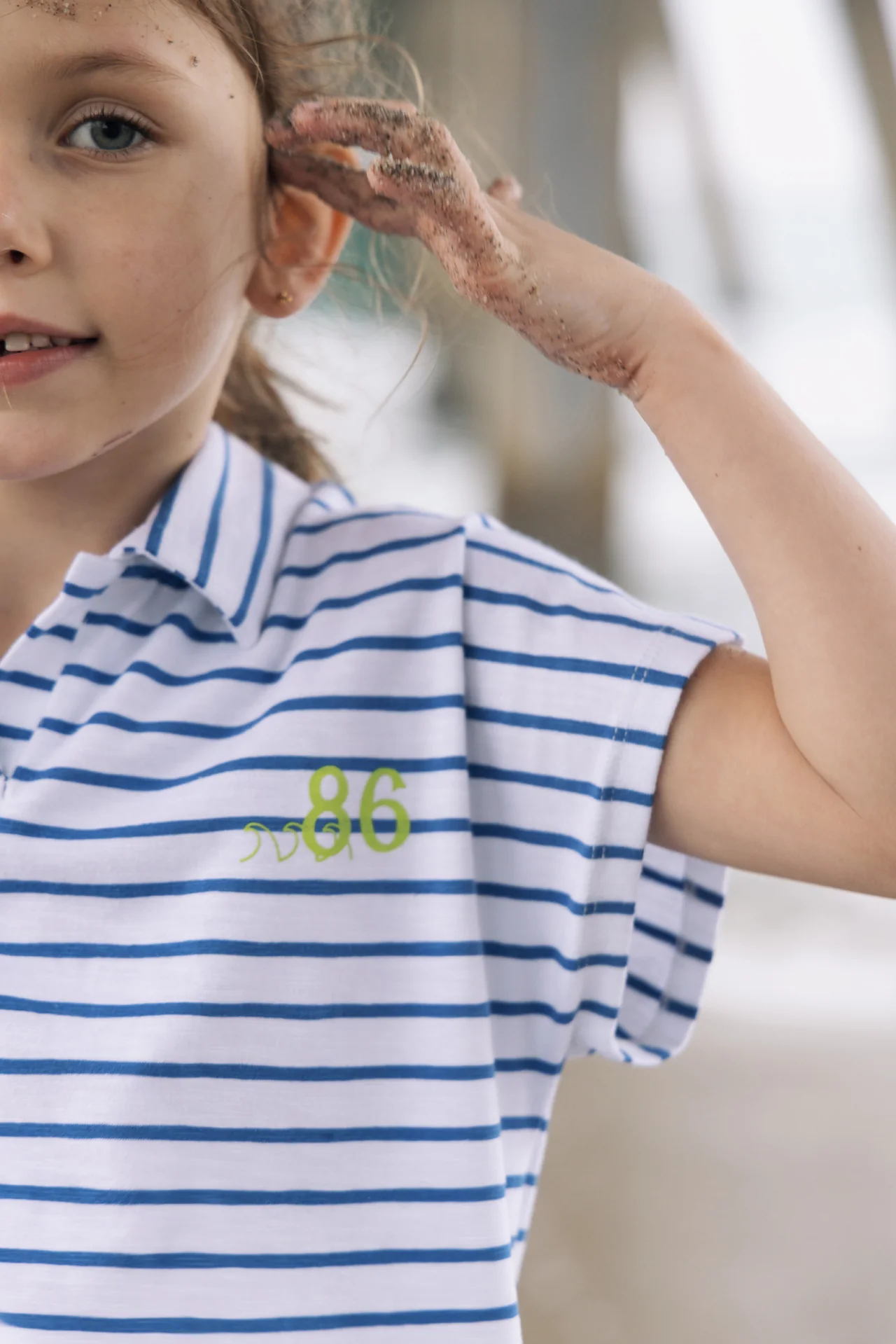 Farren & Me Drop Shoulder Jumper - Royal Blue Stripes - Image 3
