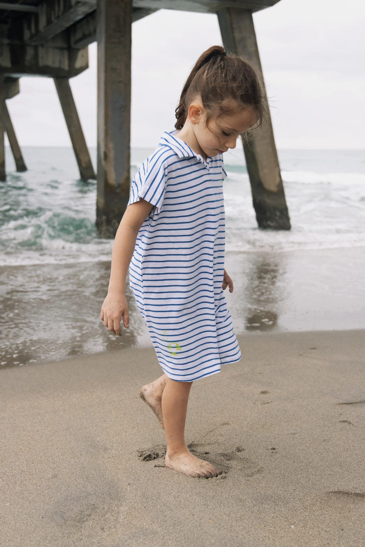 Farren & Me Drop Shoulder Jumper - Royal Blue Stripes - Image 4