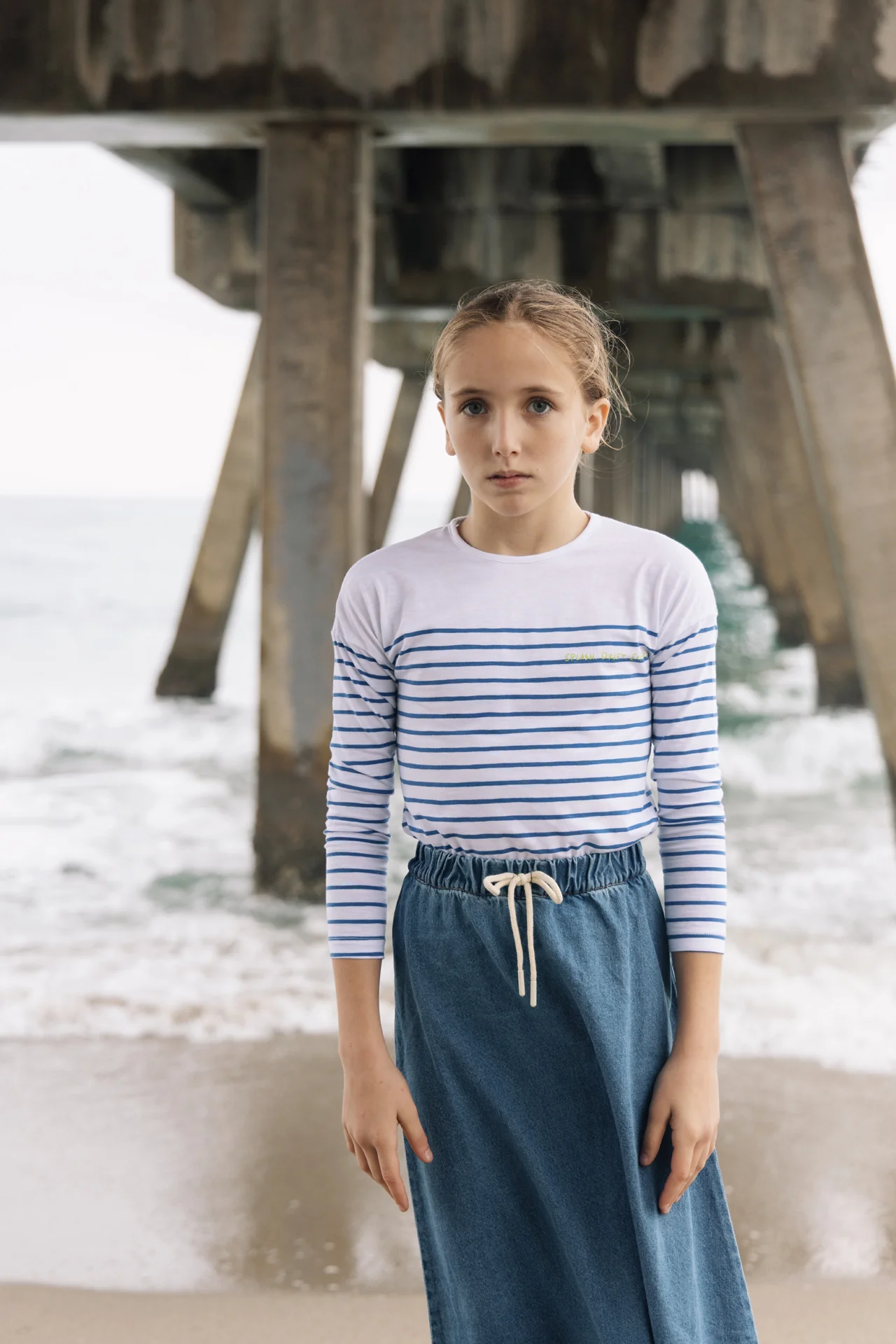 Farren & Me Drop Sleeve Top - Royal Blue Stripes - Image 2