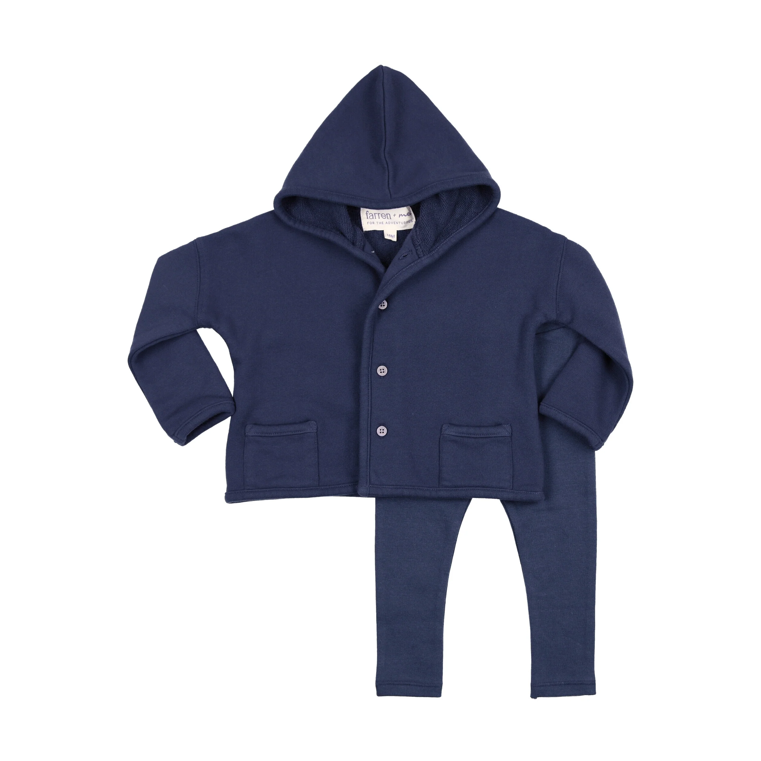 Farren & Me Hooded Cardigan Set - Washed Blue
