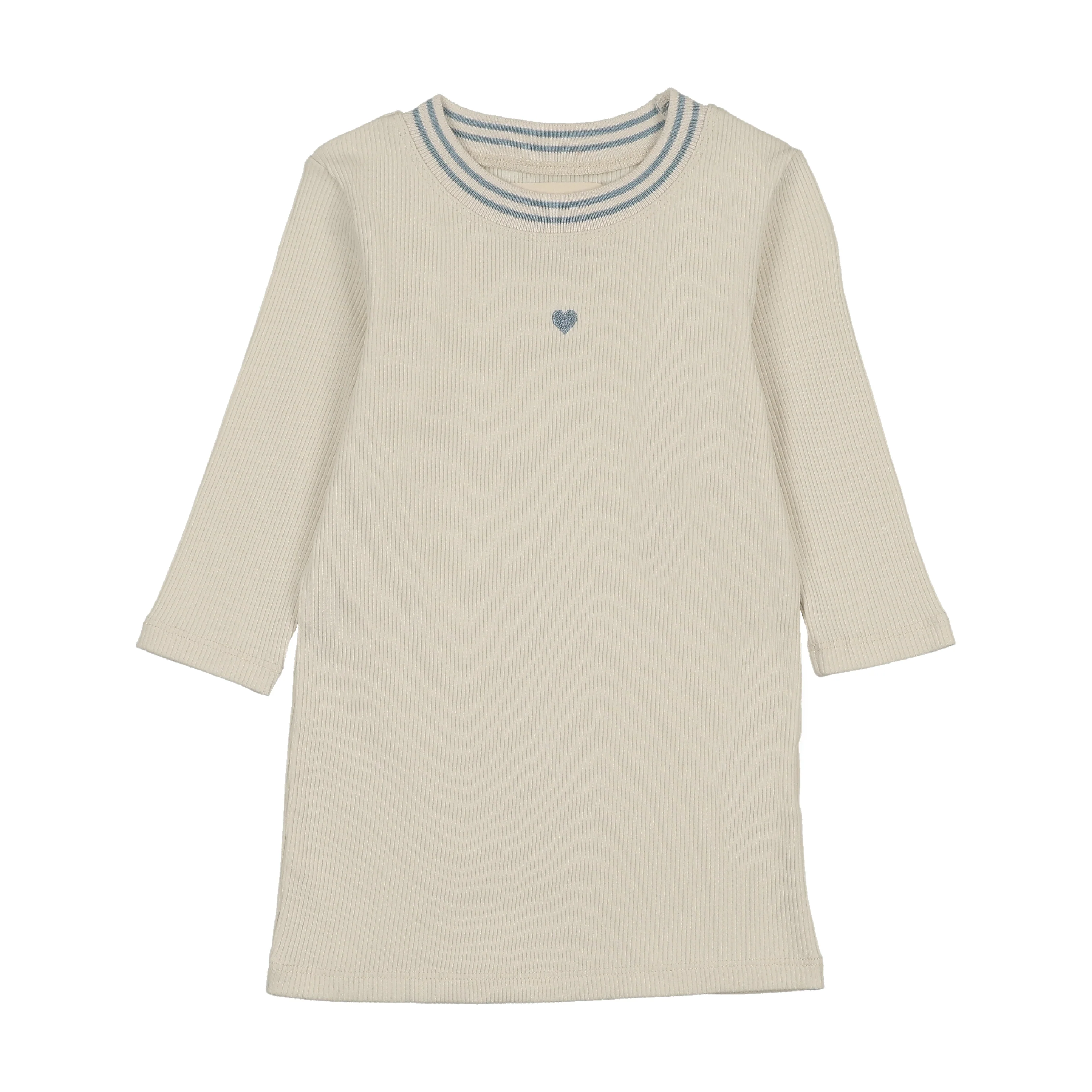 Farren & Me Ribbed 3/4 Sleeve T-shirt - Light Denim Trim
