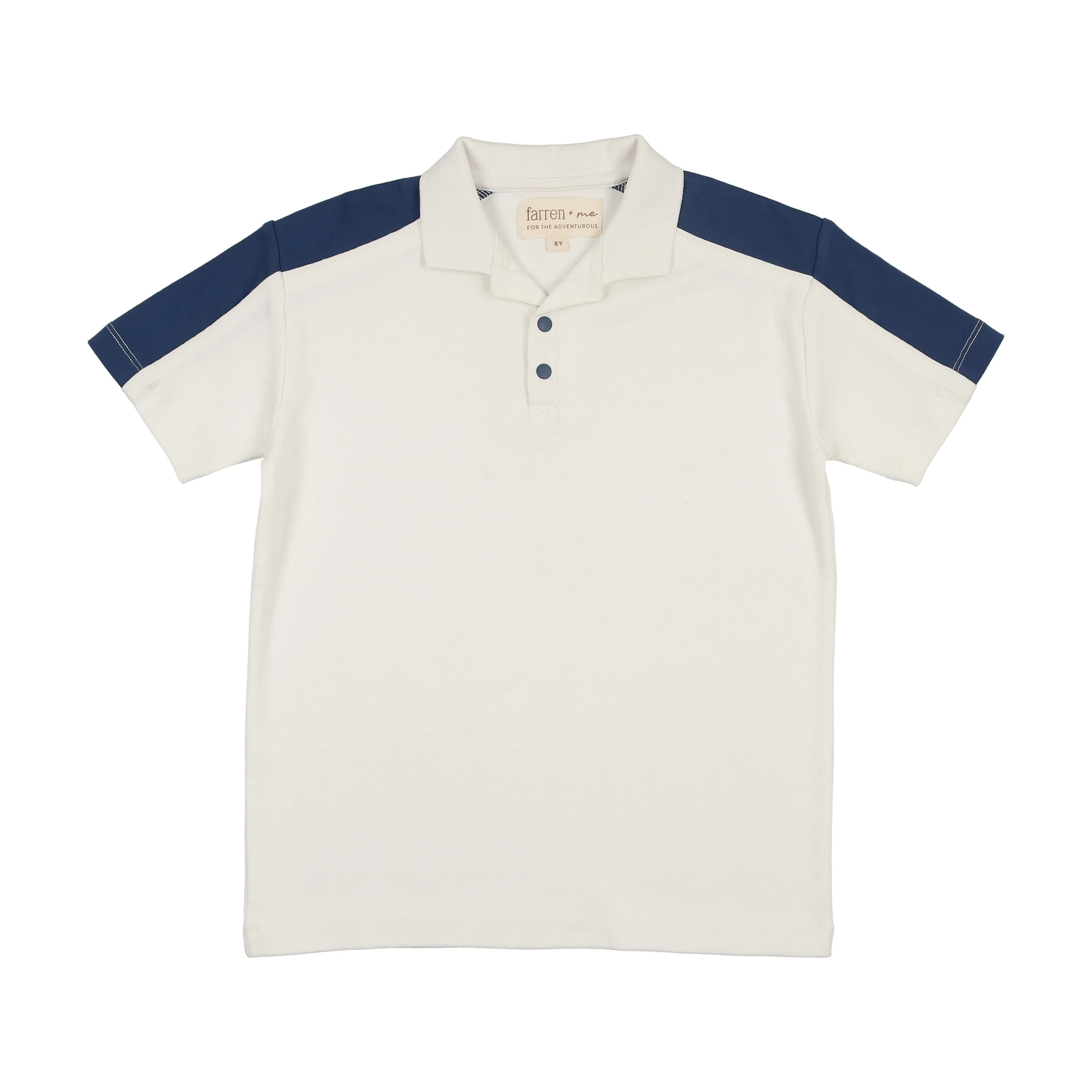 Farren & Me Tennis Polo Shirt - Ecru/Blue