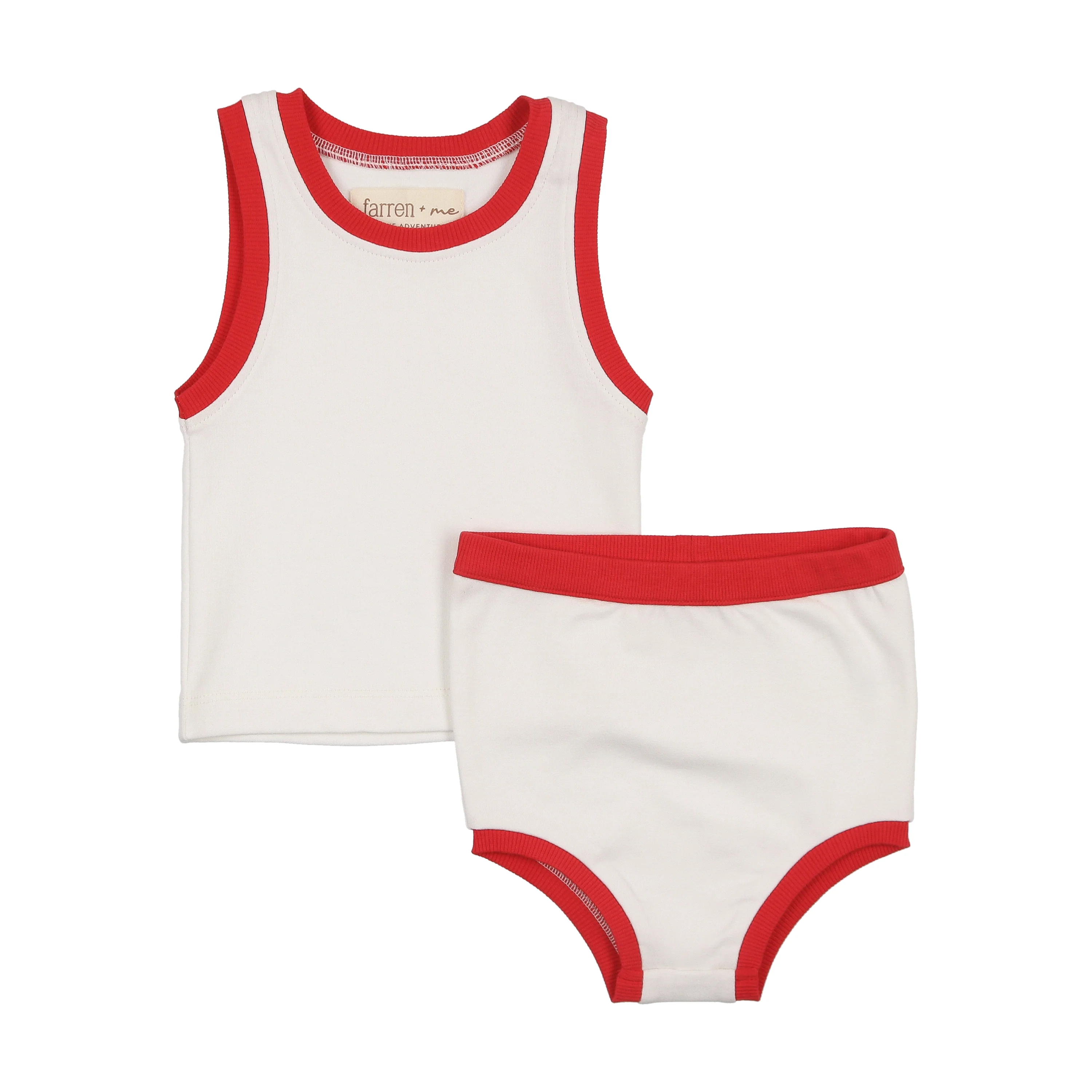 Farren & Me Tennis Tank Set - Ecru/Red