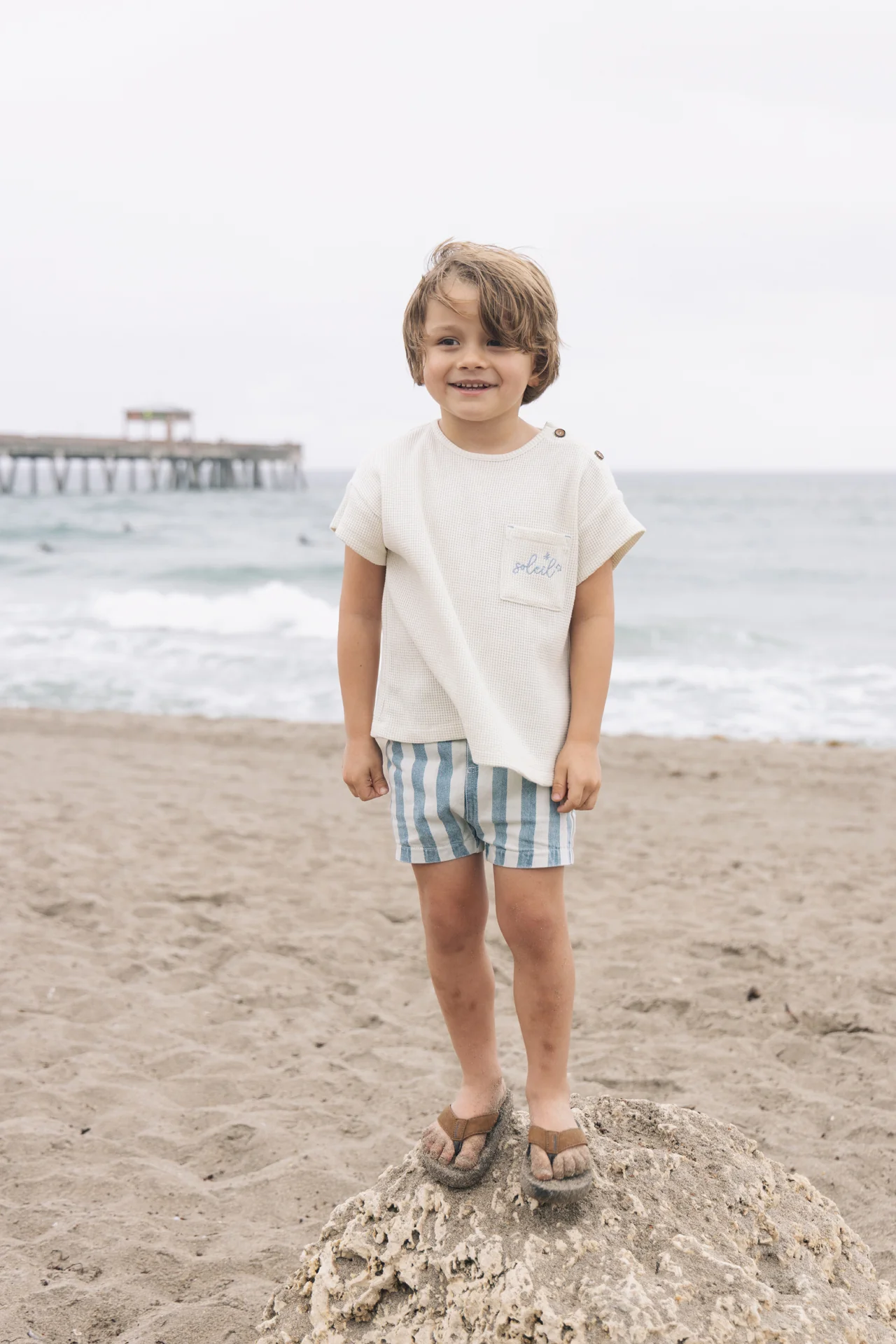 Farren & Me Bermuda Striped Shorts - Light Denim Stripes - Image 2