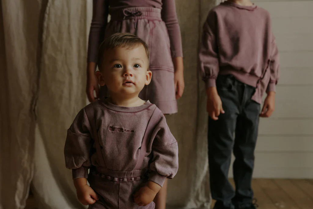 Farren & Me Washed Edge Overall Set - Washed Purple - Image 2