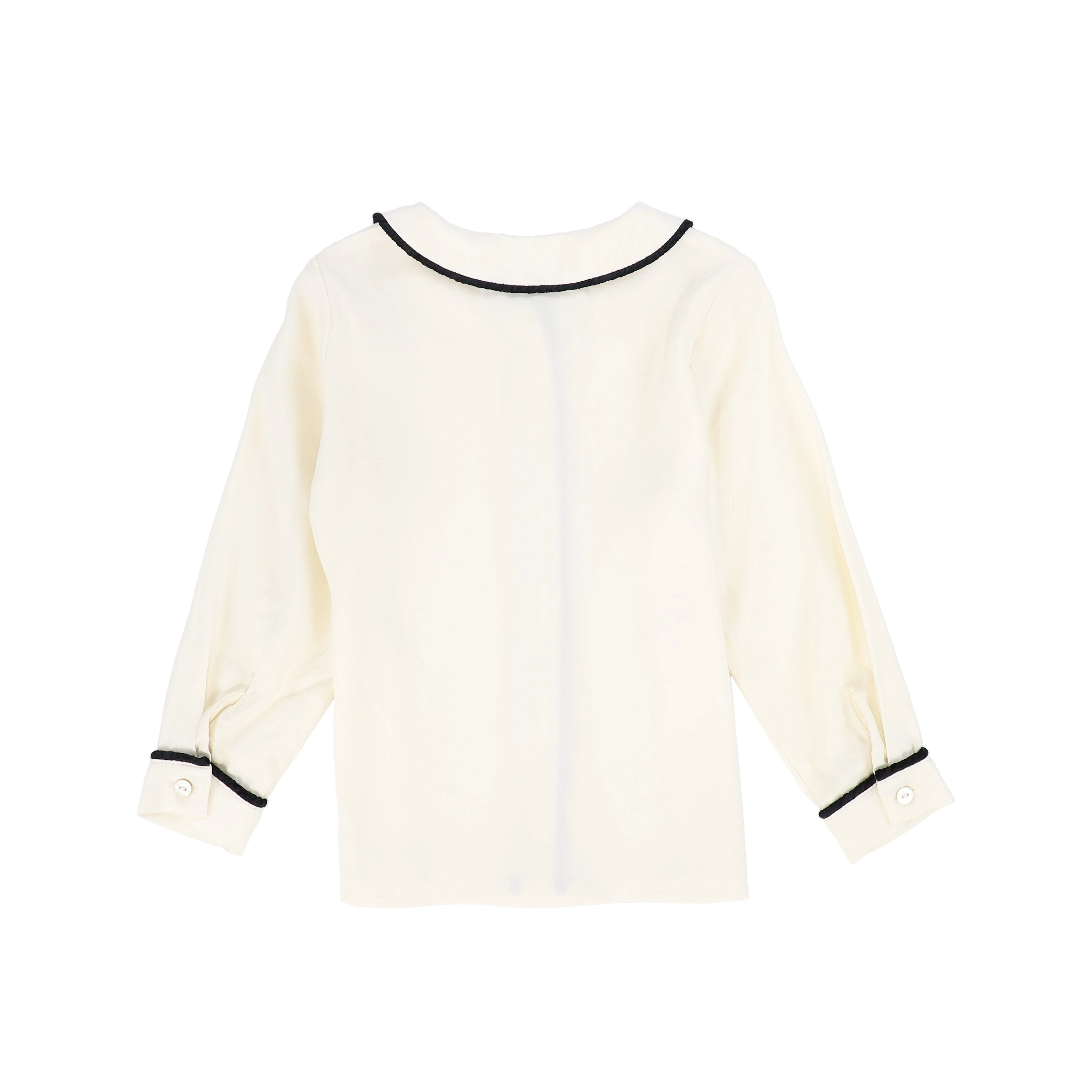Francesca Guiliano Piped Silk Blouse - Black - Image 2