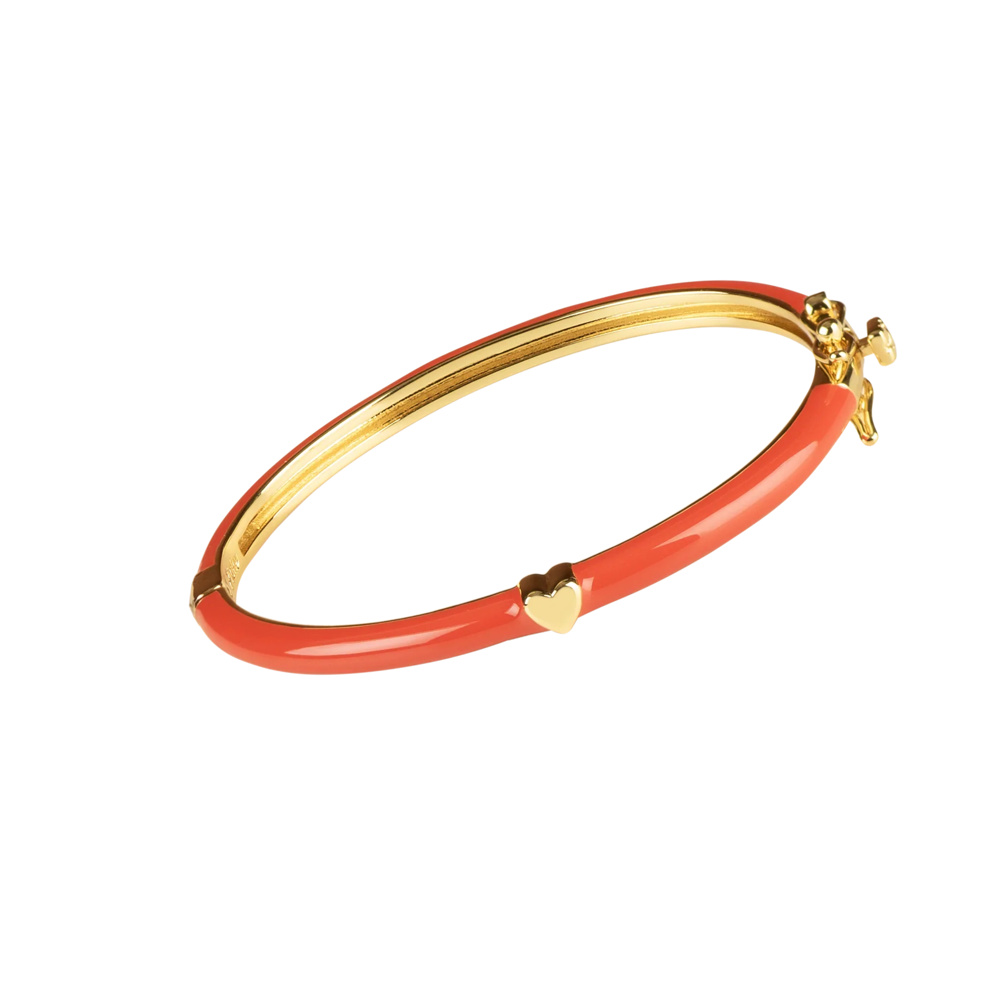 Enamel Red Bangle with Gold Heart
