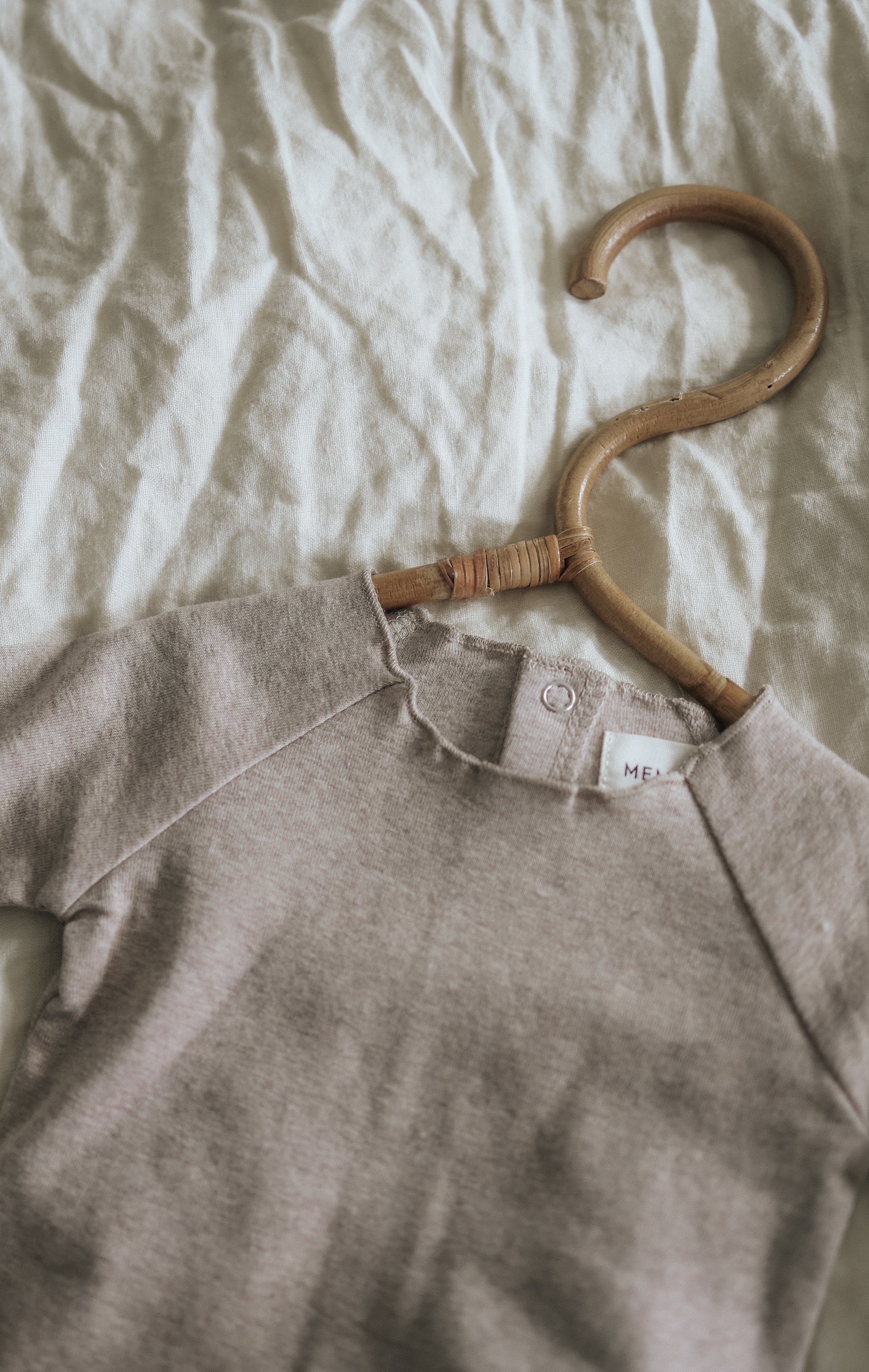 Mema Knits Heathered Roll Neck Footie + Bonnet - Oatmeal - Image 2