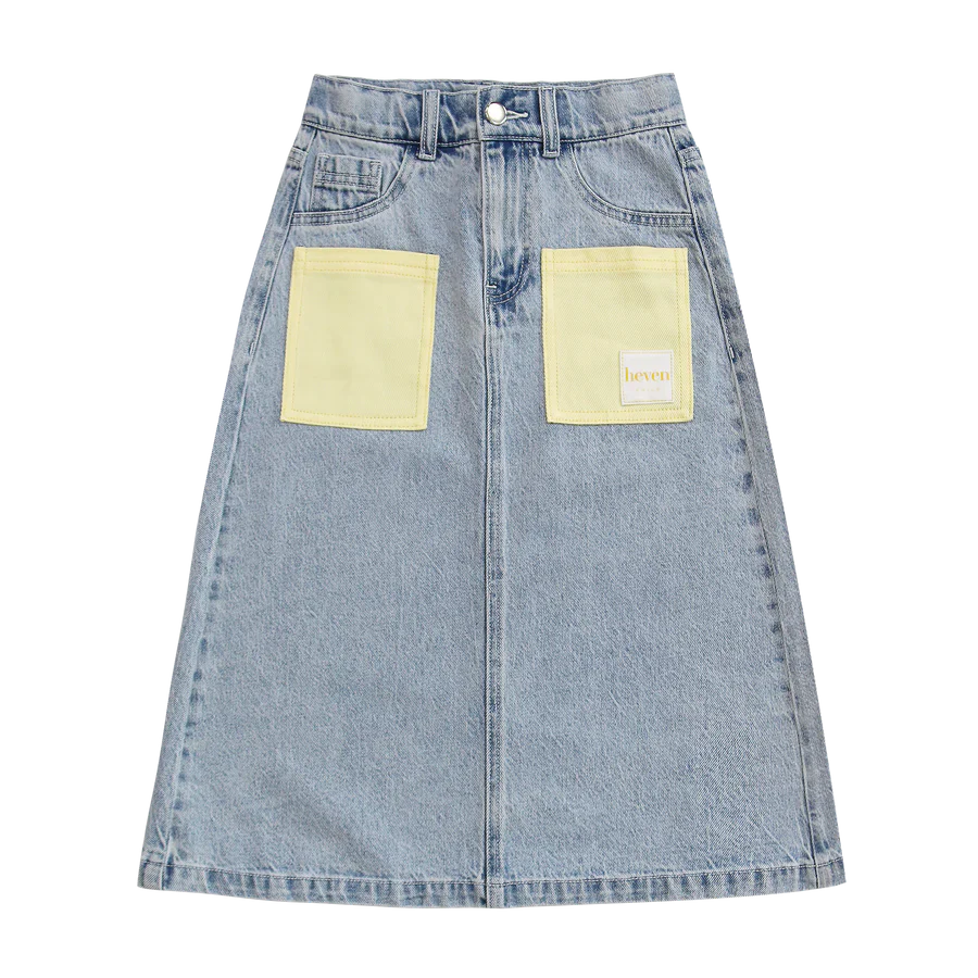 Heven Denim Pocket Midi Skirt H29 - Yellow