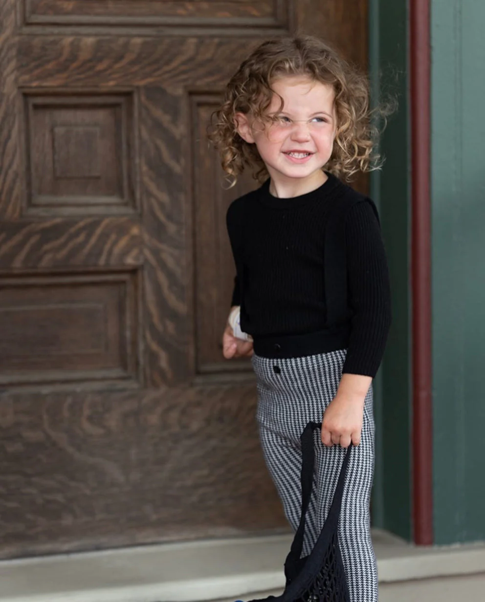 Houndstooth Knit Overall Set - Image 2
