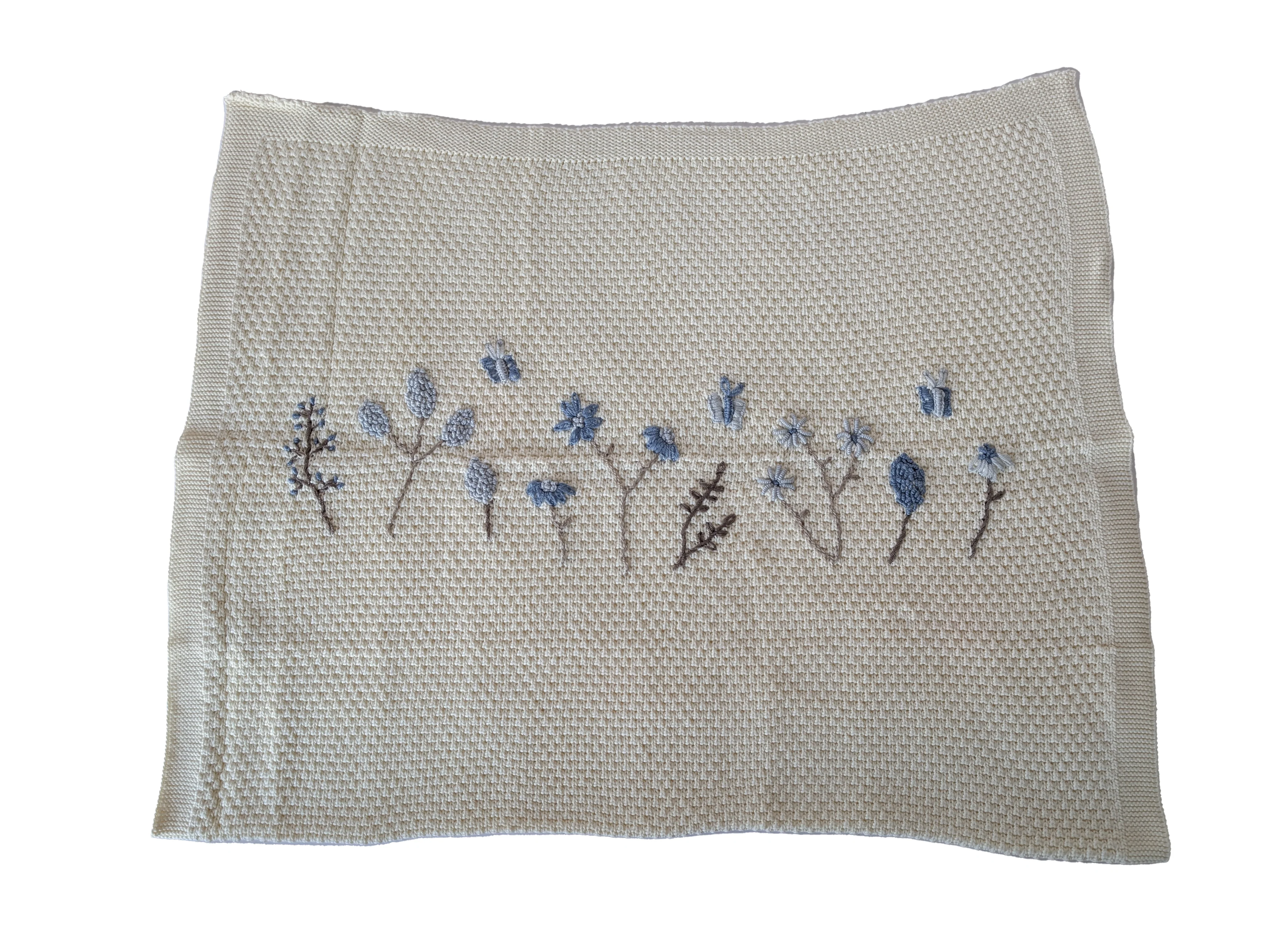 Inimini Blanket 2612A - Ivory / Blue - Image 2