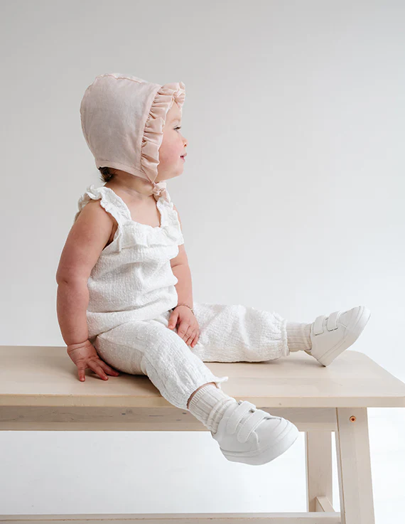 Jacqueline & Jack Cotton  Cotton Bonnet - Pink Ruffled - Image 2