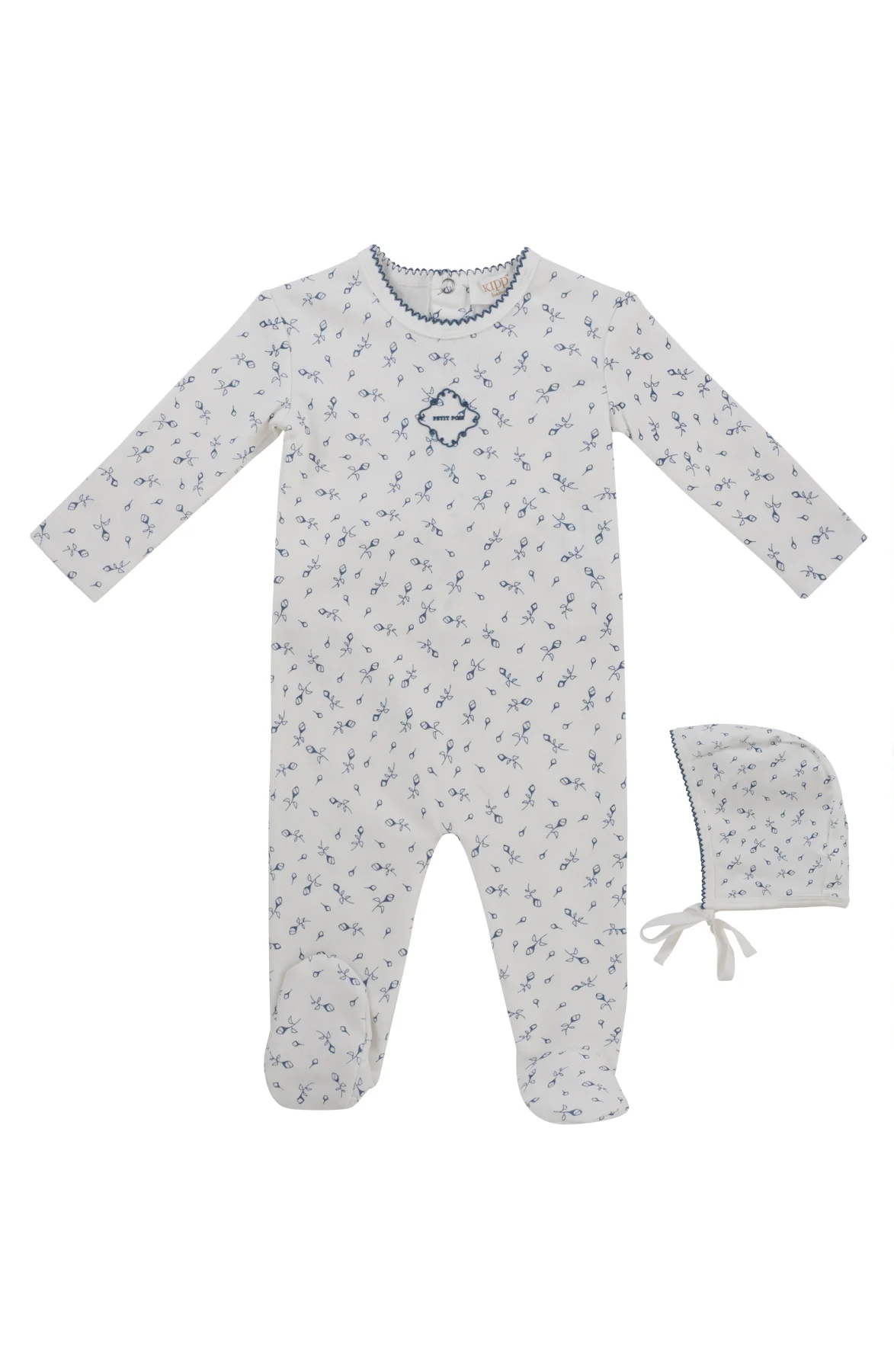 Kipp Baby Petit Pois Footie And Bonnet - Blue