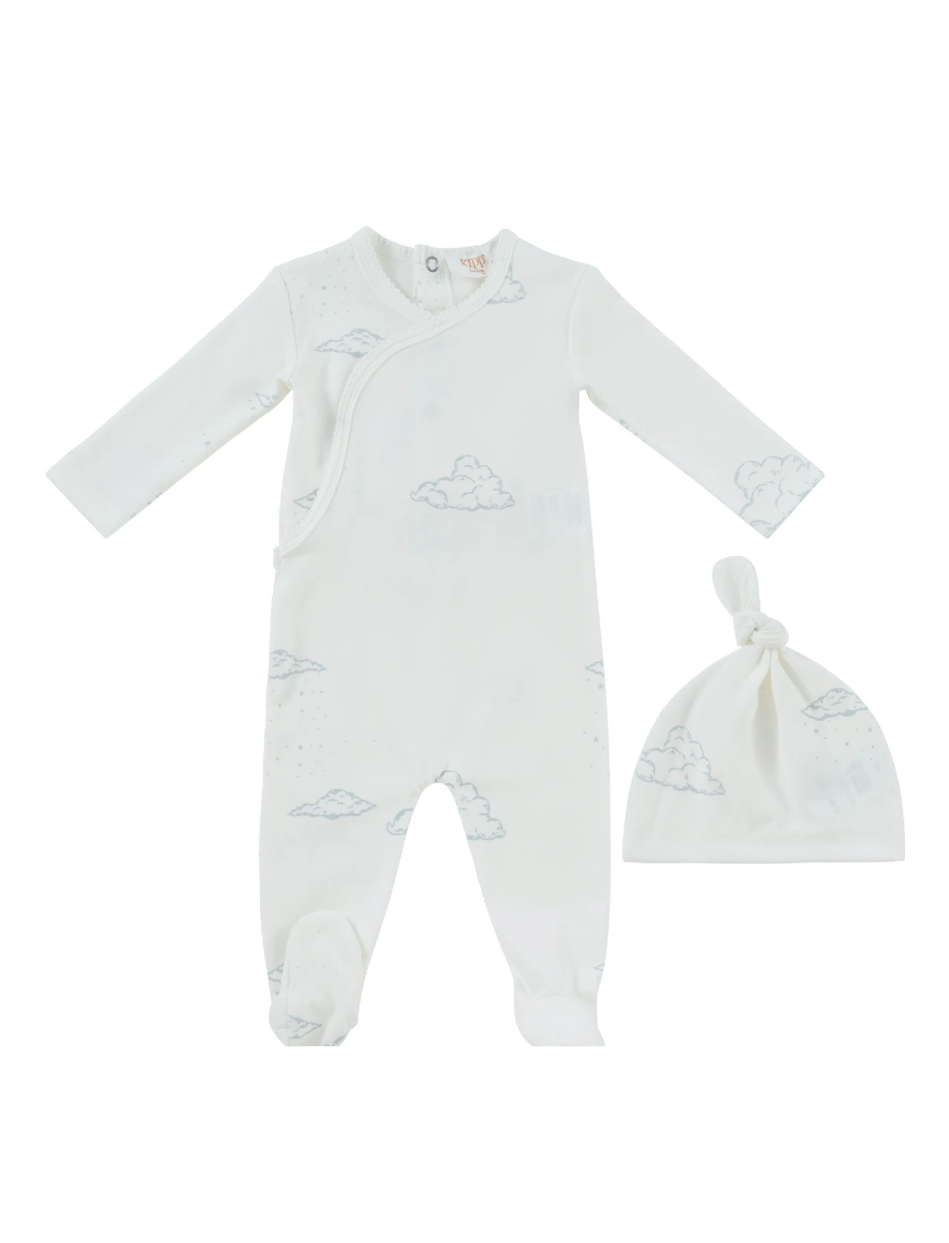 Kipp Baby Starlight Wrap Footie And Hat - White/Blue