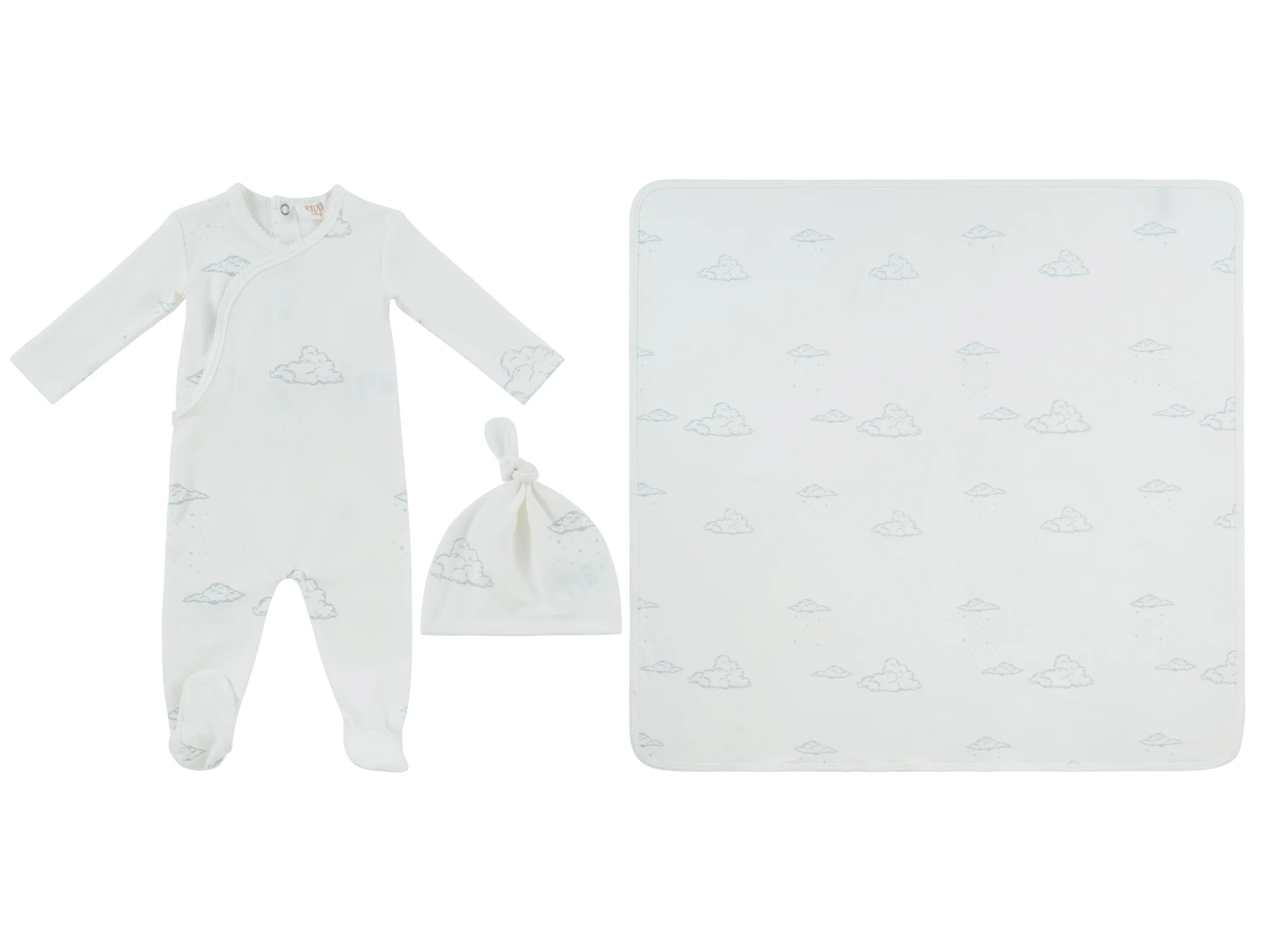 Kipp Baby Starlight Wrap Layette Set - White/Blue