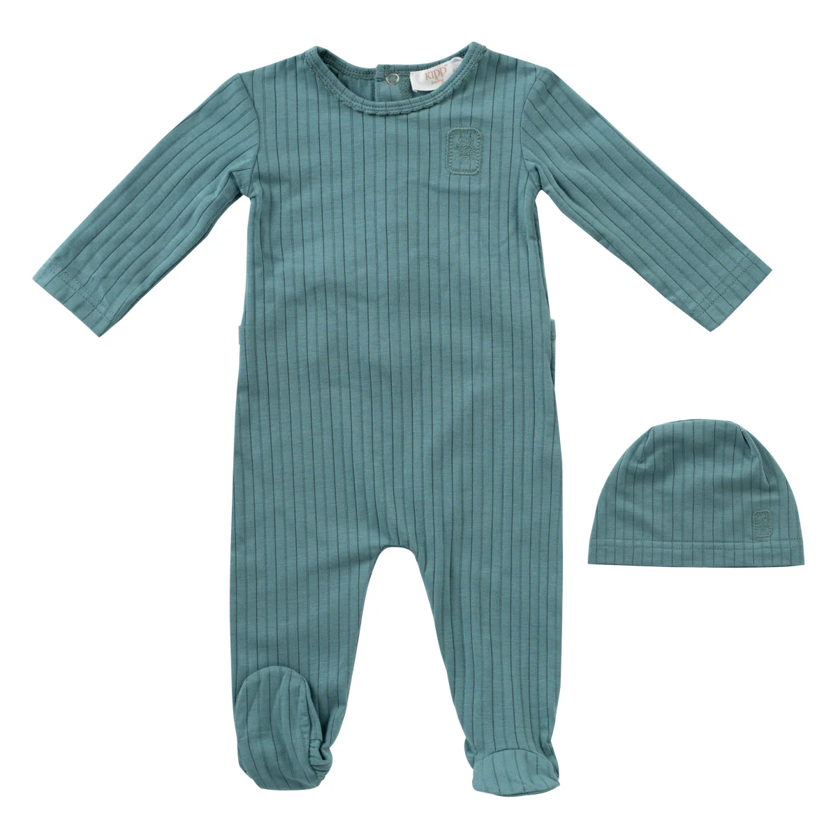 Kipp Embroidered Rib Romper & Beanie - Green