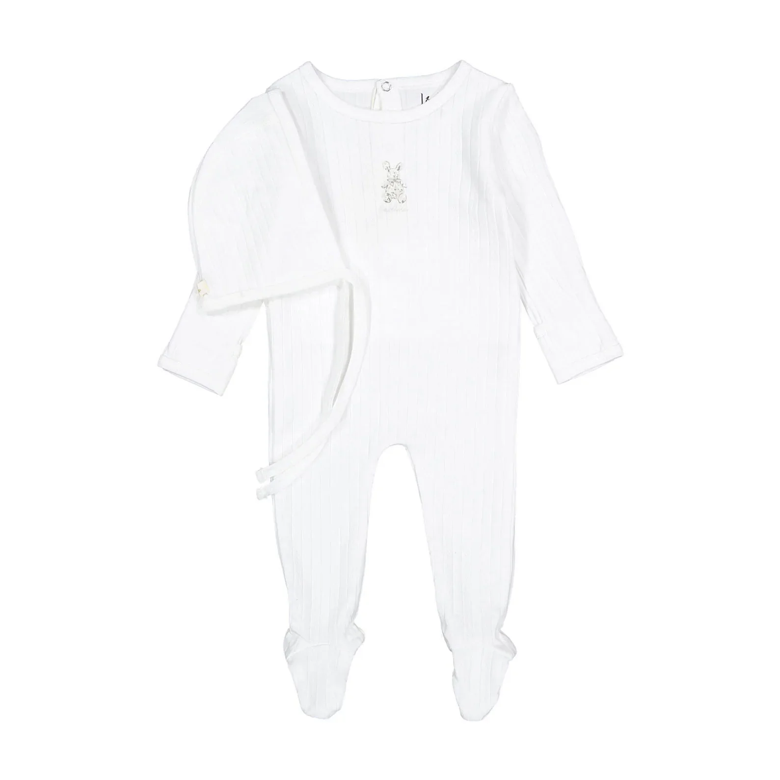 Ladida Cotton Bunny Footie And Bonnet - Sand