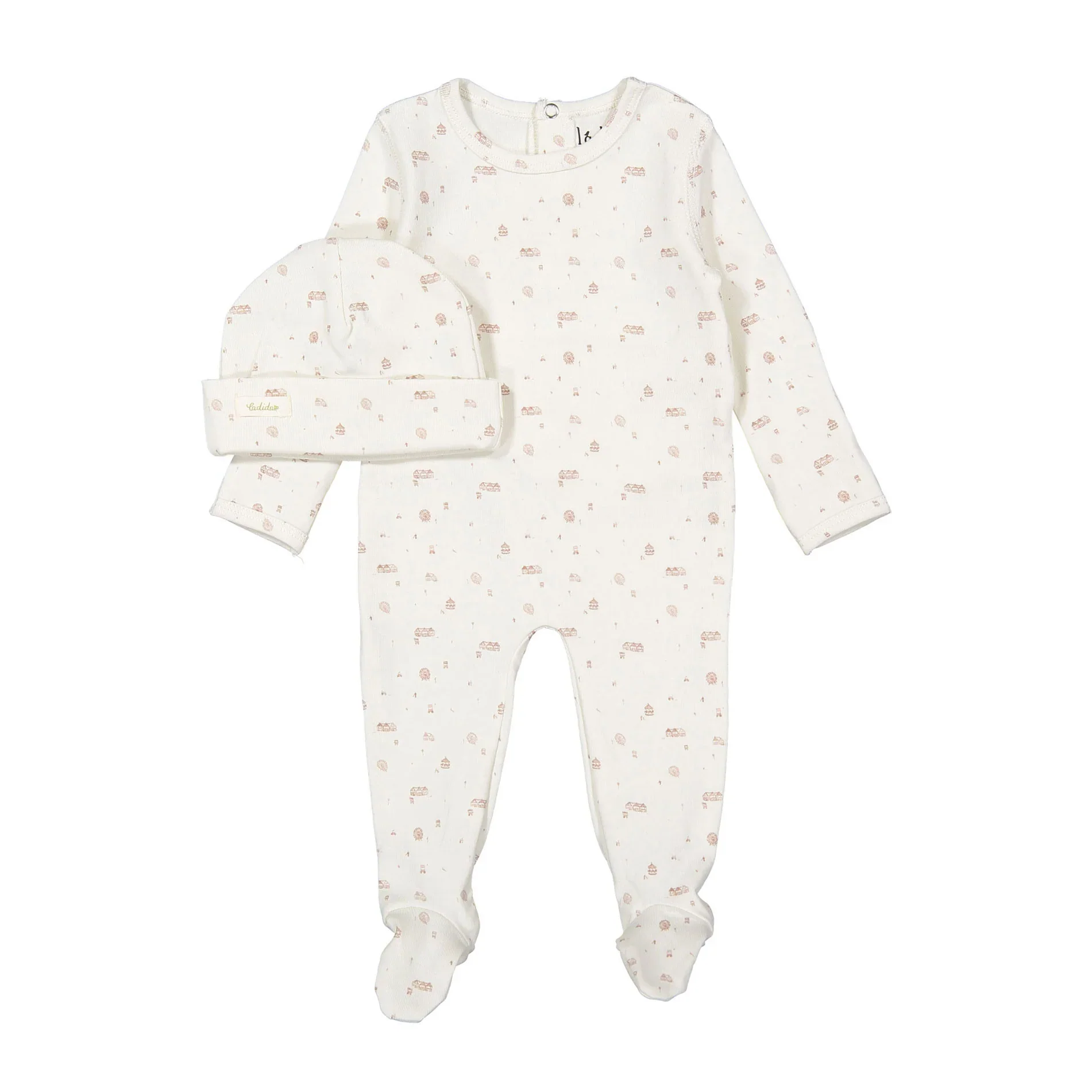 Ladida Ribbed Park Footie And Hat - Caramel