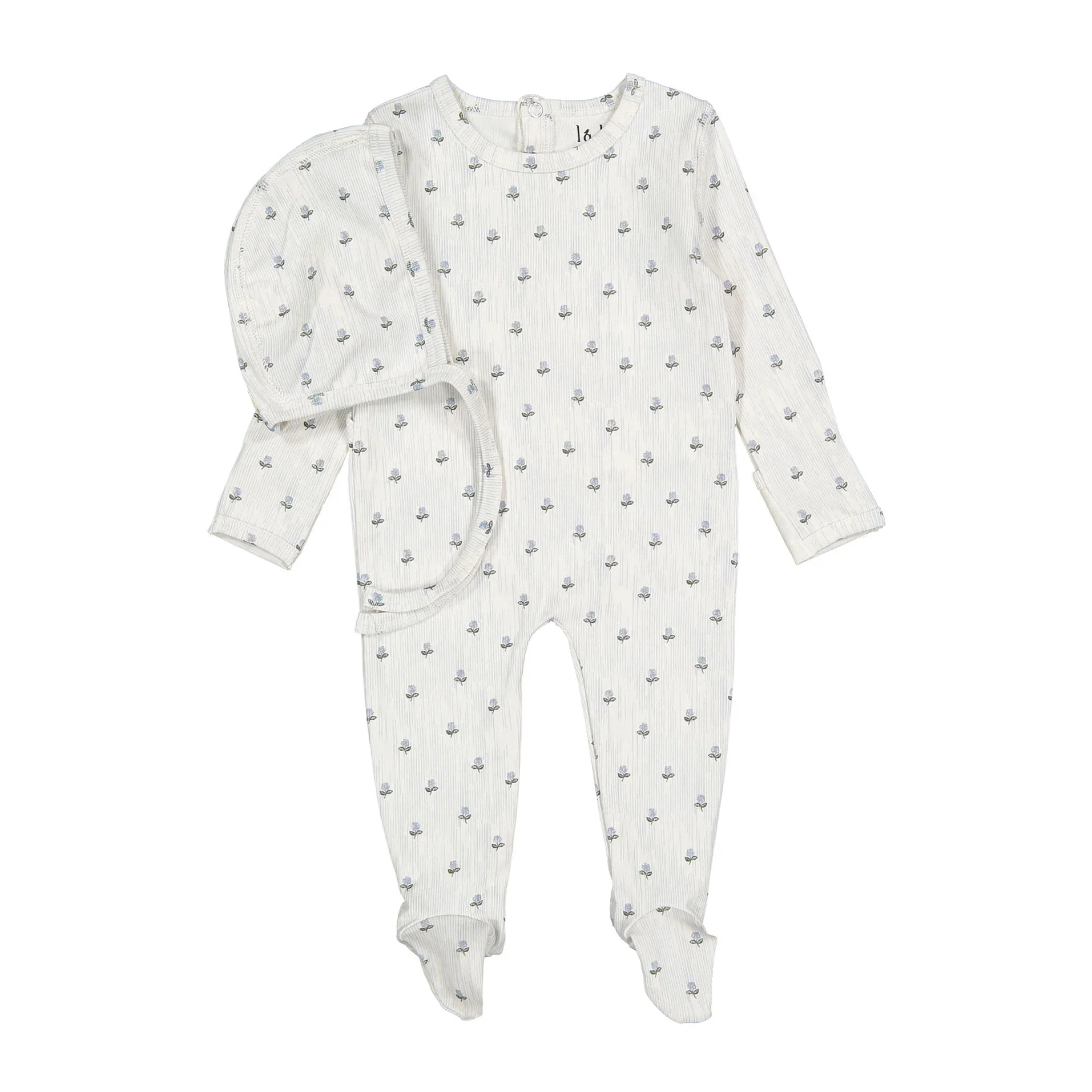 Ladida Vintage Footie And Bonnet - Blue
