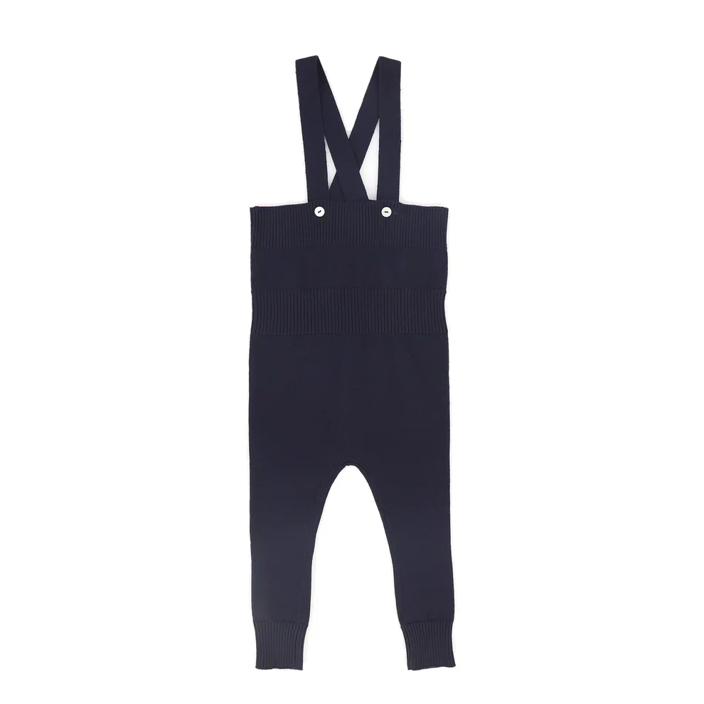 Le Bourdon Knit Suspender Overalls - Navy