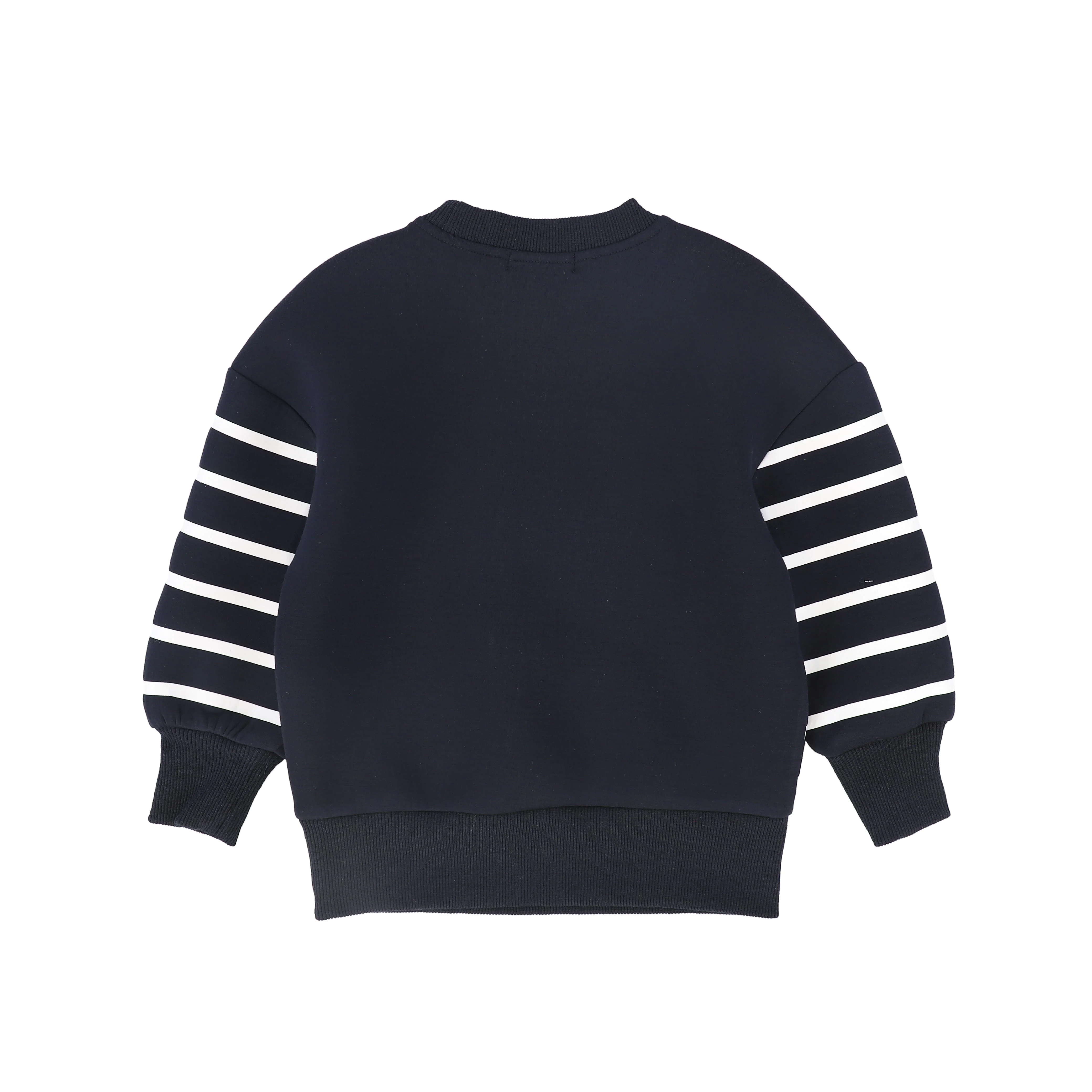 Le Bourdon Striped Embroidered Crest Sweatshirt - Navy - Image 2