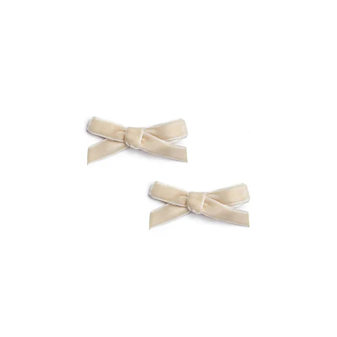 Le Enfant Velvet Baby Bows - Cream