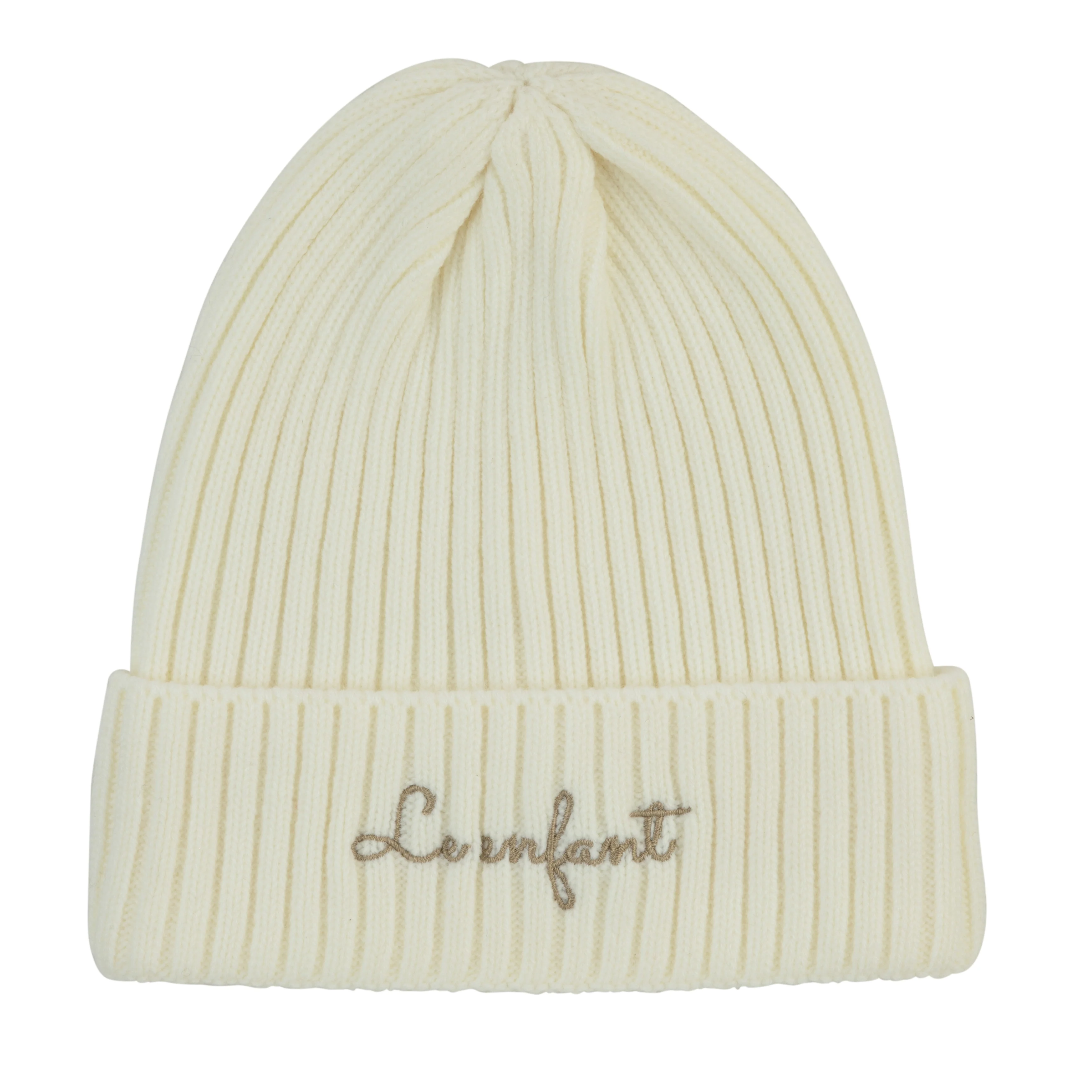 Le Enfant Wide Ribbed Beanie - Cream